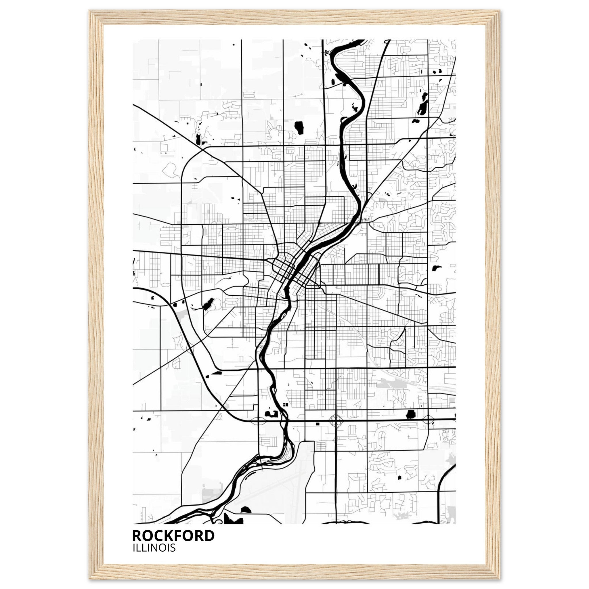 Rockford Illinois City Map Poster | Custom Map Art Print - Ink And Atlas