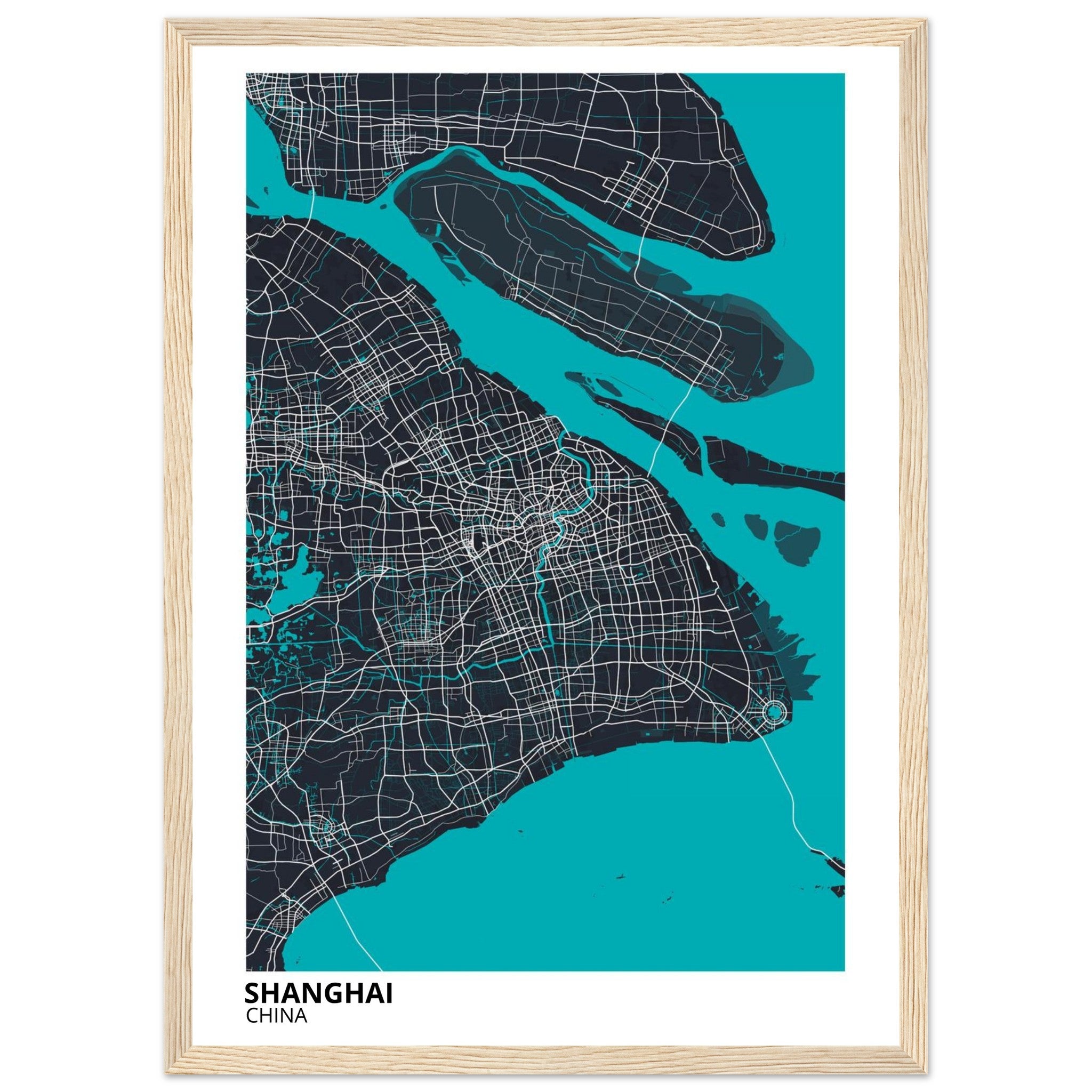 shanghai china map poster print