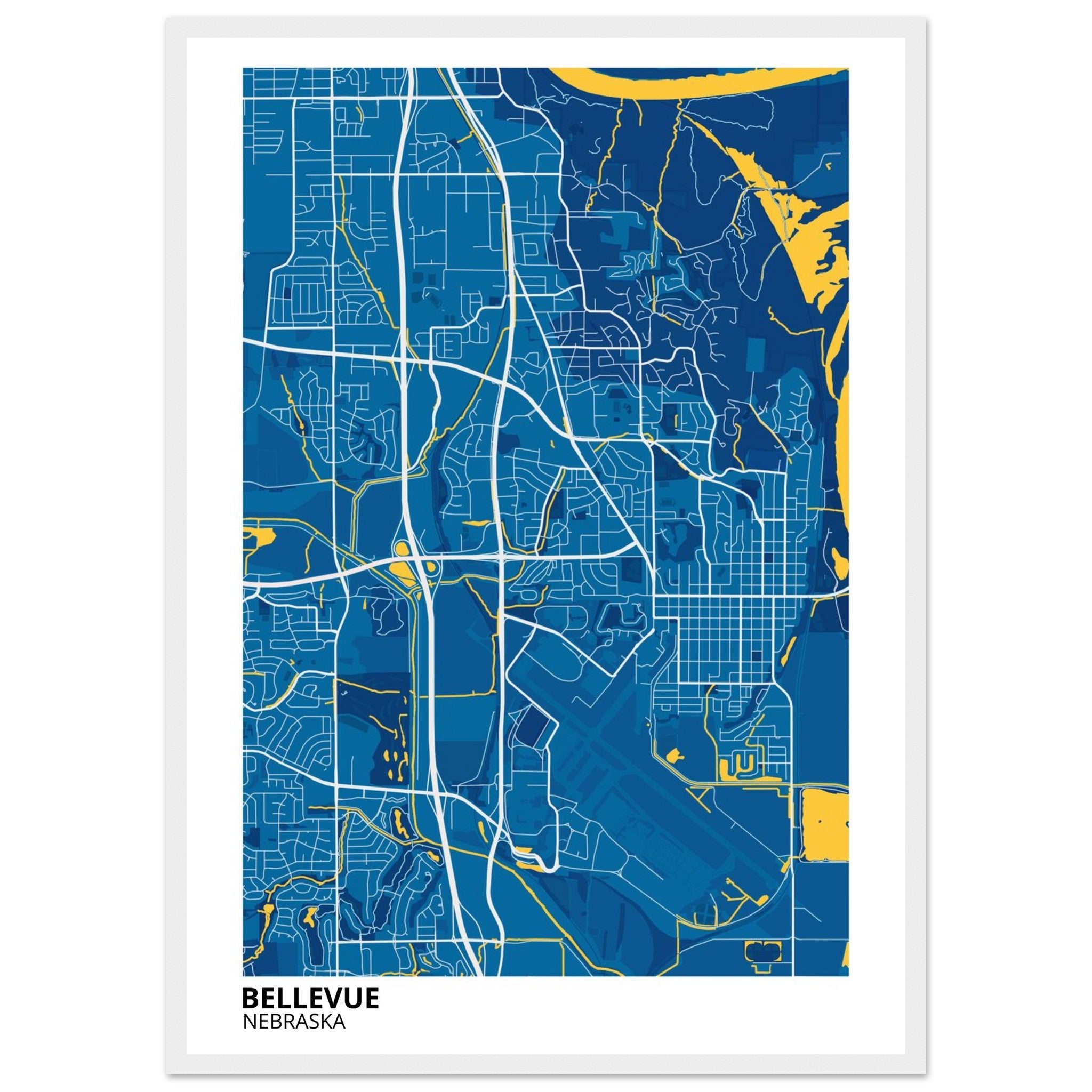 Bellevue Nebraska City Map Poster | Custom Map Art Print - Ink And Atlas