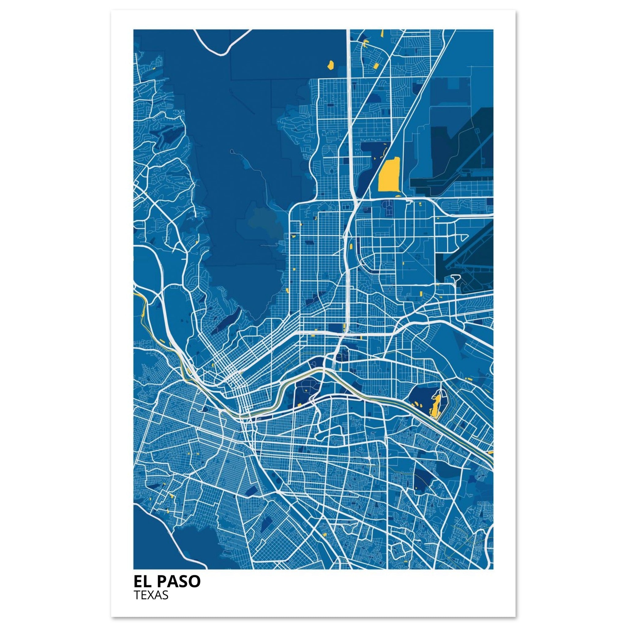 El Paso Texas City Map Poster | Custom Map Art Print - Ink And Atlas