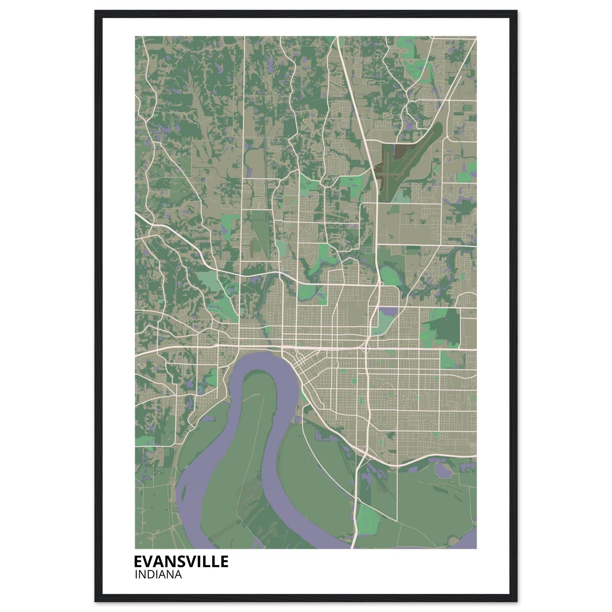Evansville Indiana City Map Poster | Custom Map Art Print - Ink And Atlas