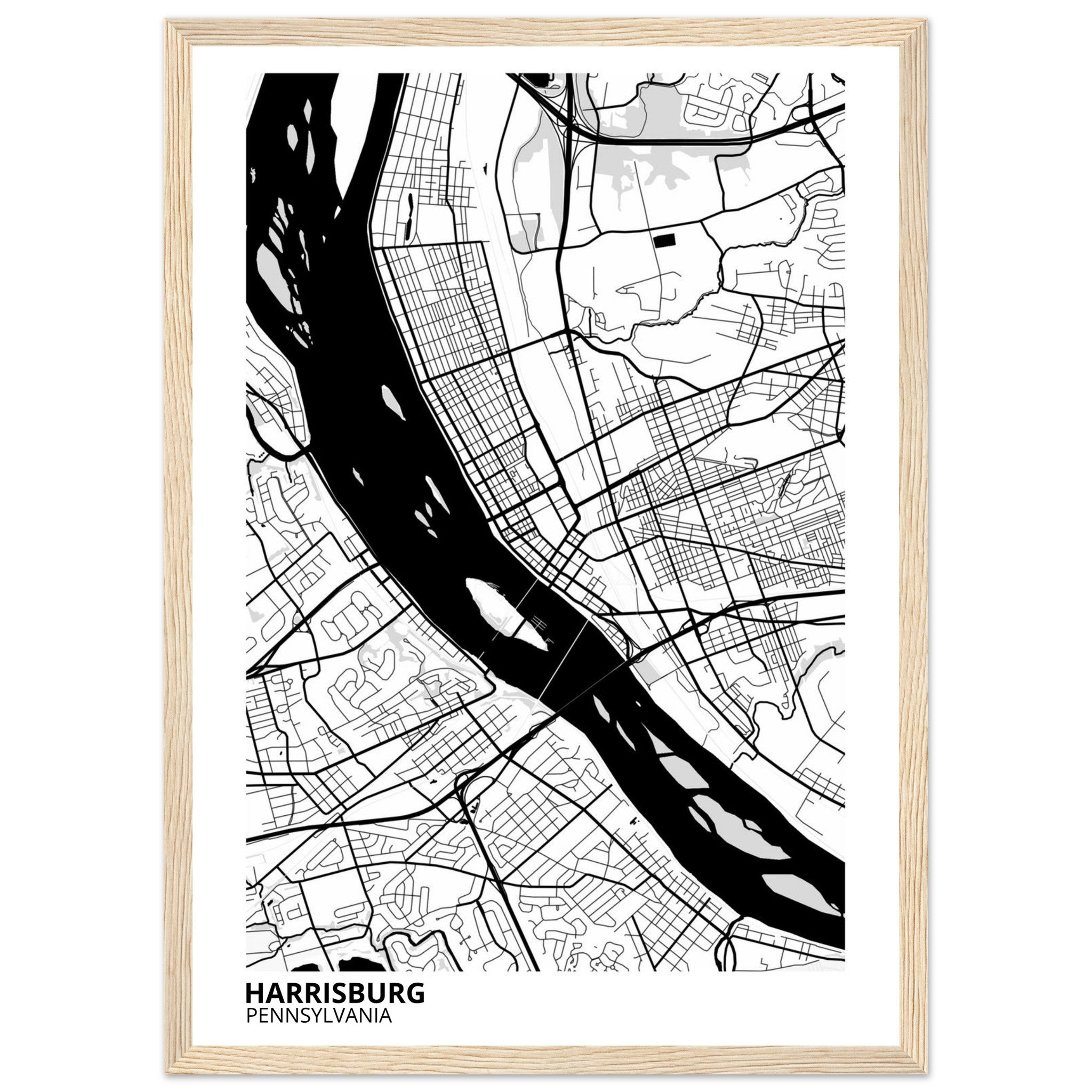 harrisburg map poster print