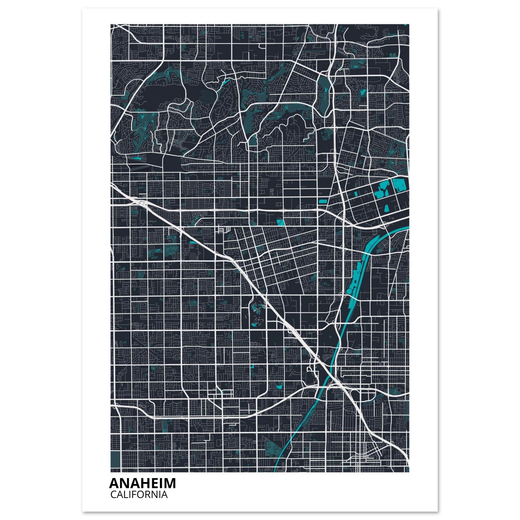 Anaheim California City Map Poster | Custom Map Art Print - Ink And Atlas
