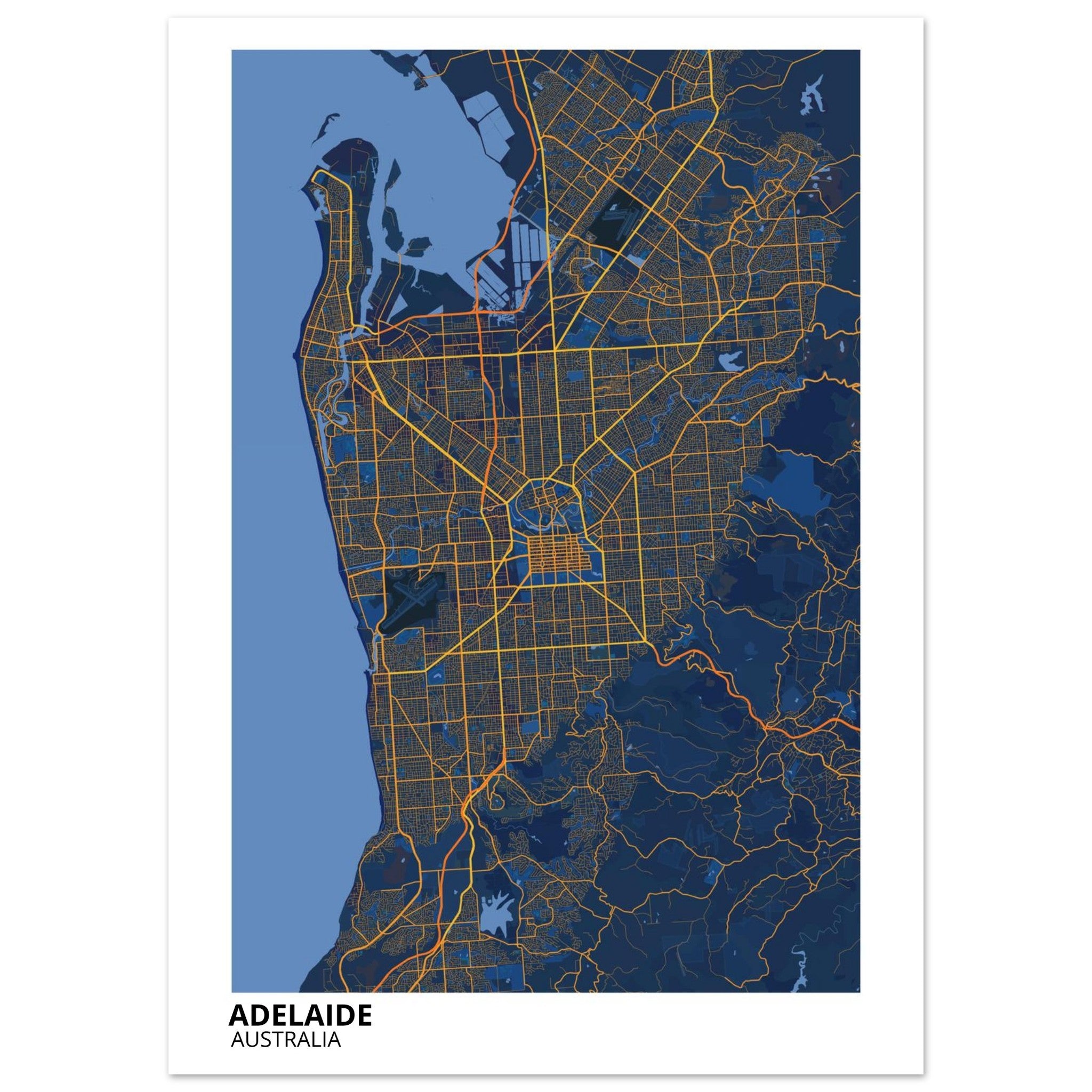 Adelaide Australia City Map Poster | Custom Map Art Print - Ink And Atlas