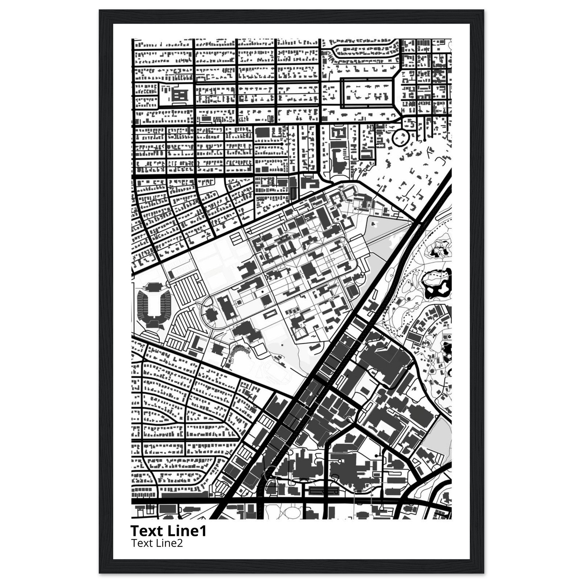 rice university modern campus map print
