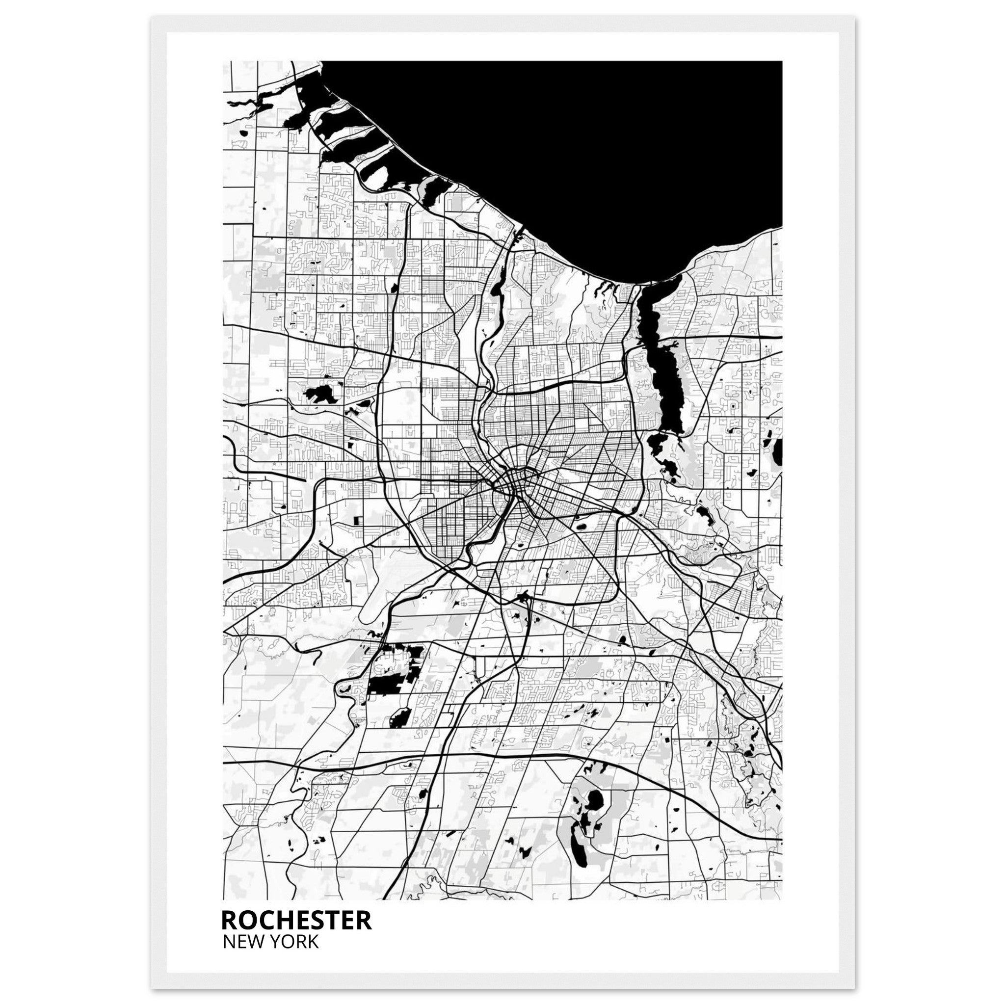 rochester map poster print