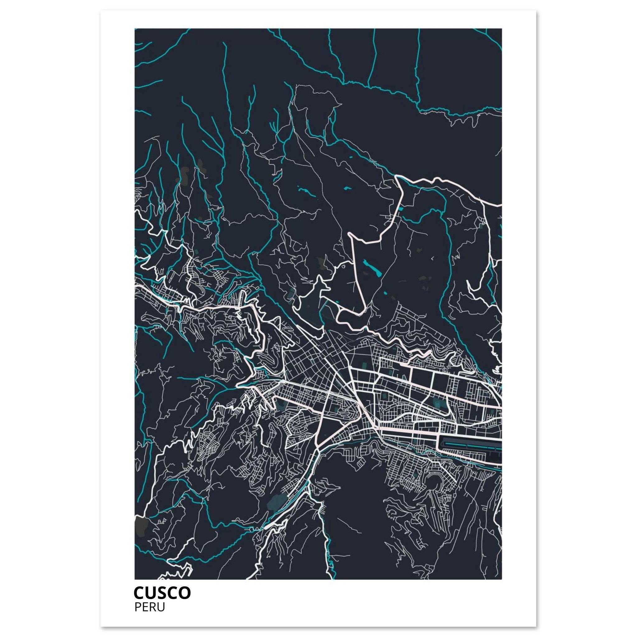 Cusco Peru City Map Poster | Custom Map Art Print - Ink And Atlas
