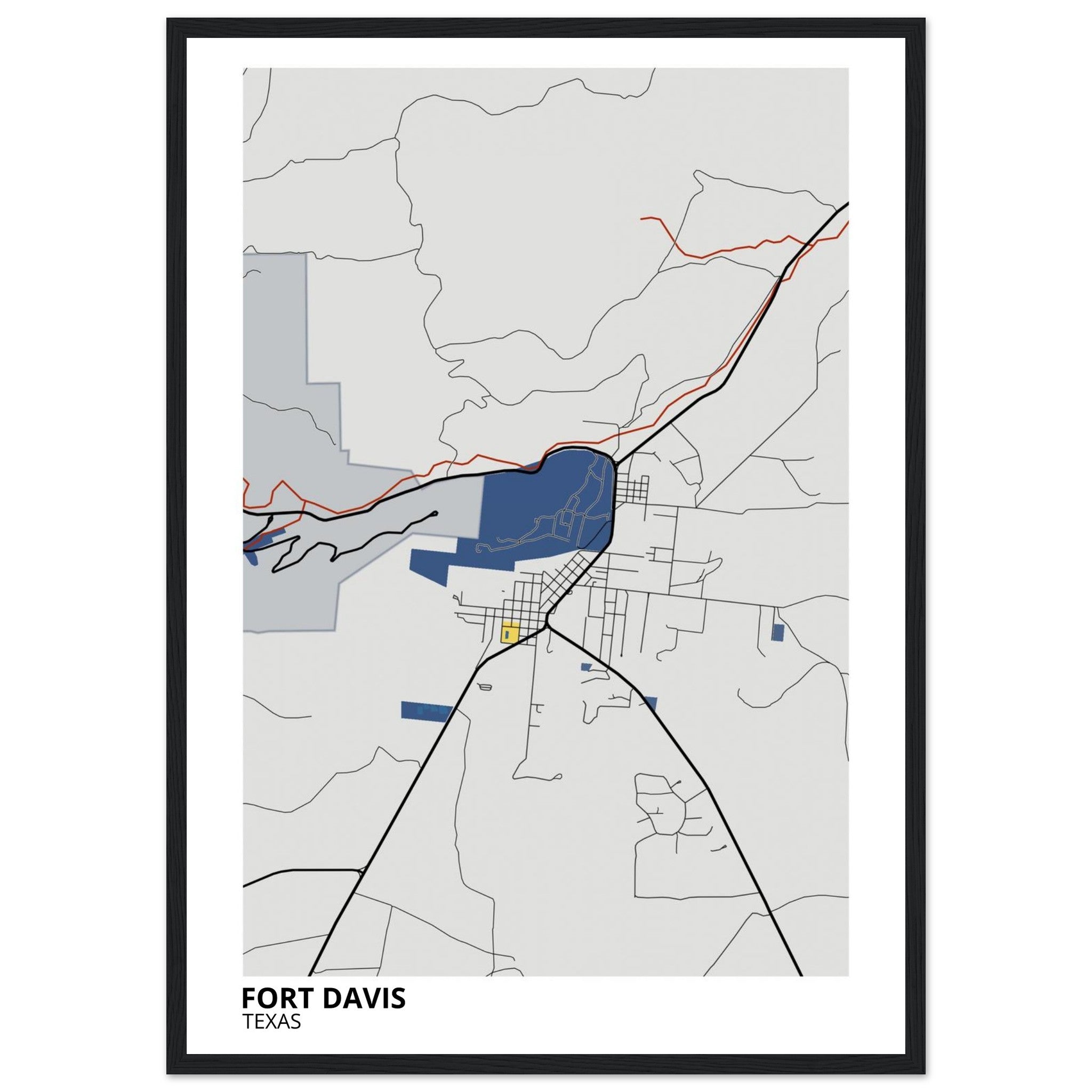 Fort Davis Texas City Map Poster | Custom Map Art Print - Ink And Atlas