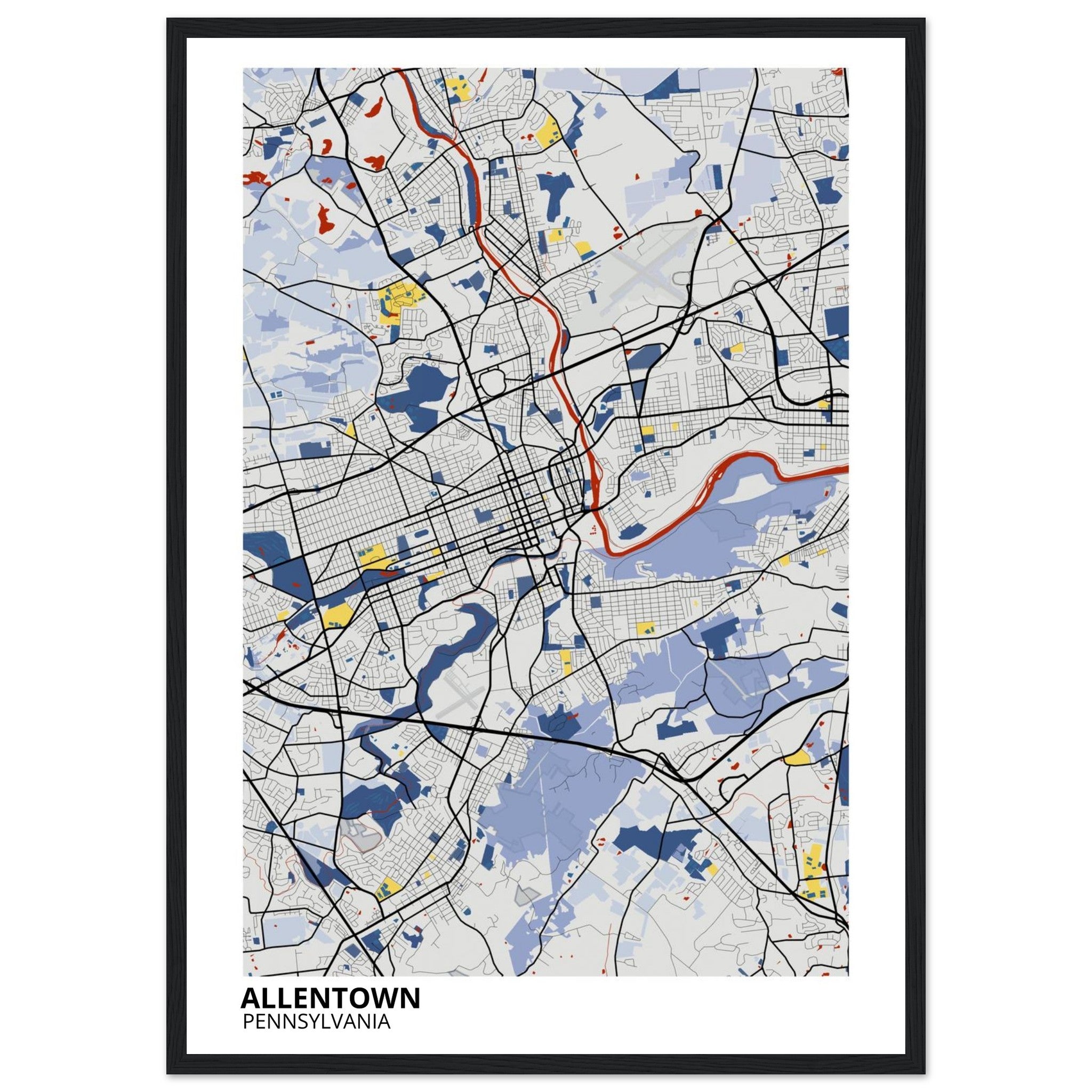 allentown map poster print
