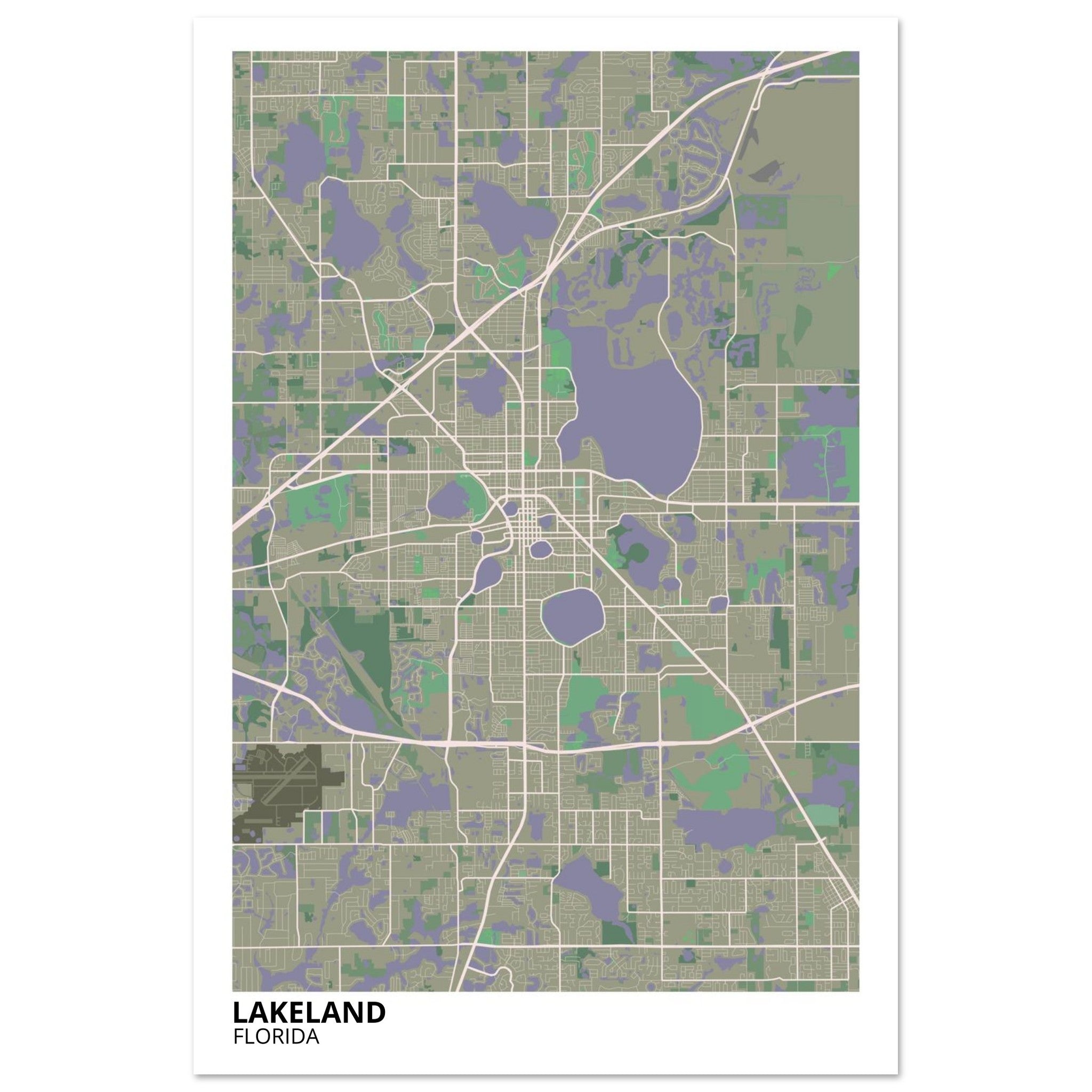 Lakeland Florida City Map Poster | Custom Map Art Print - Ink And Atlas