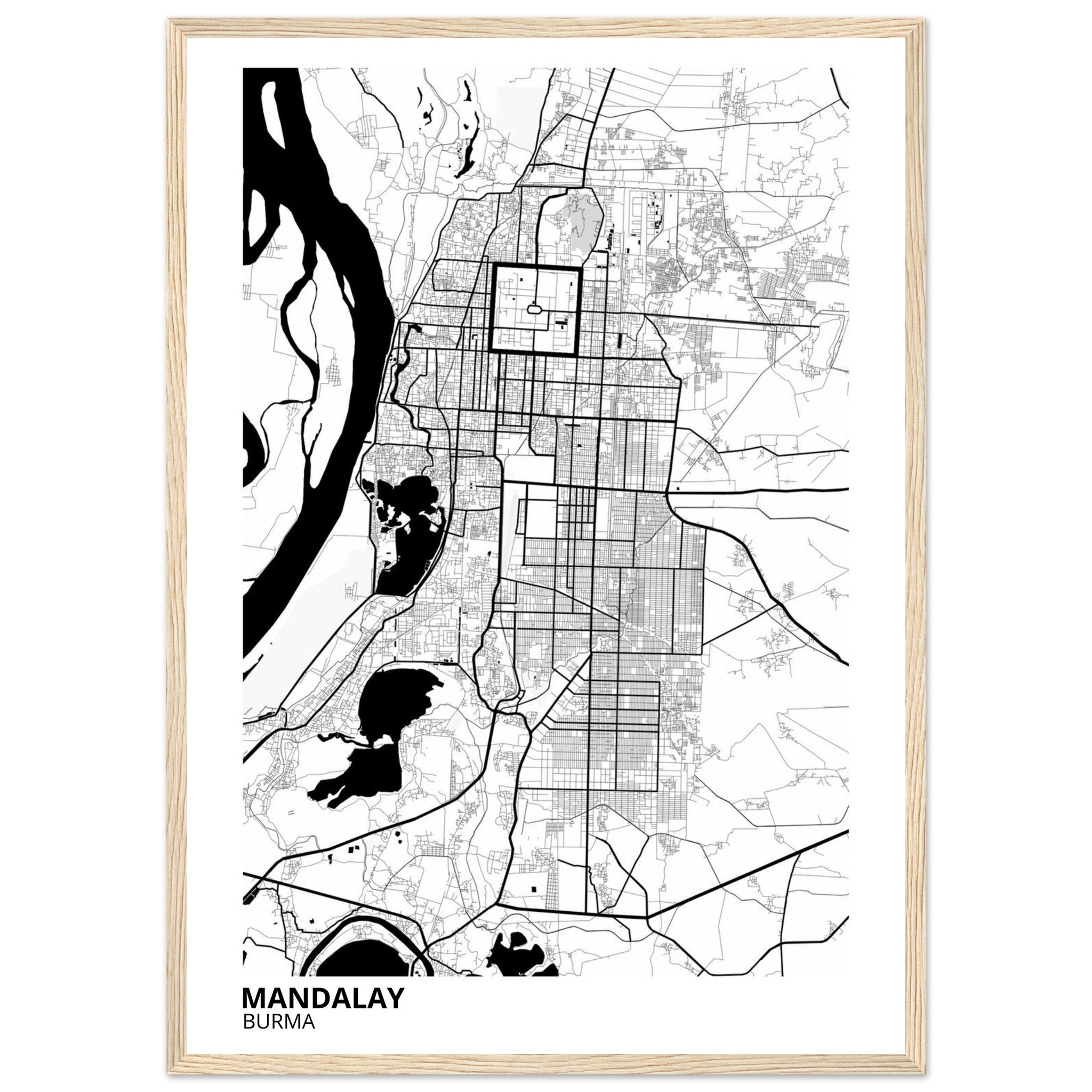 Mandalay Burma City Map Poster | Custom Map Art Print - Ink And Atlas