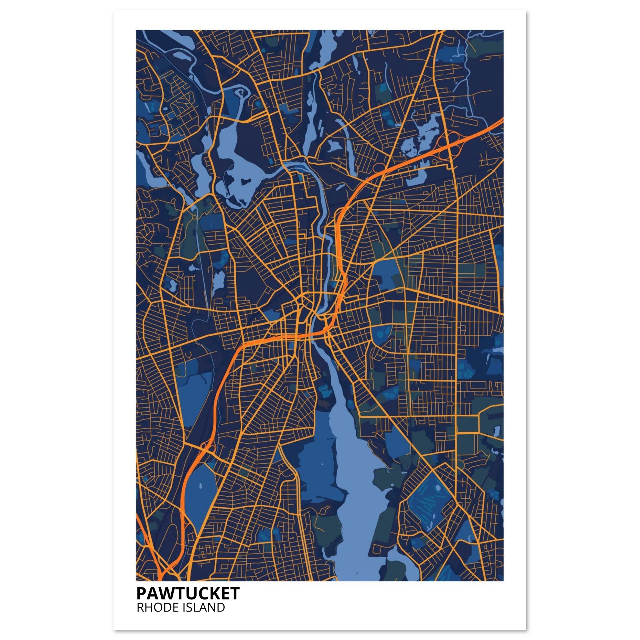 Pawtucket Rhode Island City Map Poster | Custom Map Art Print - Ink And Atlas