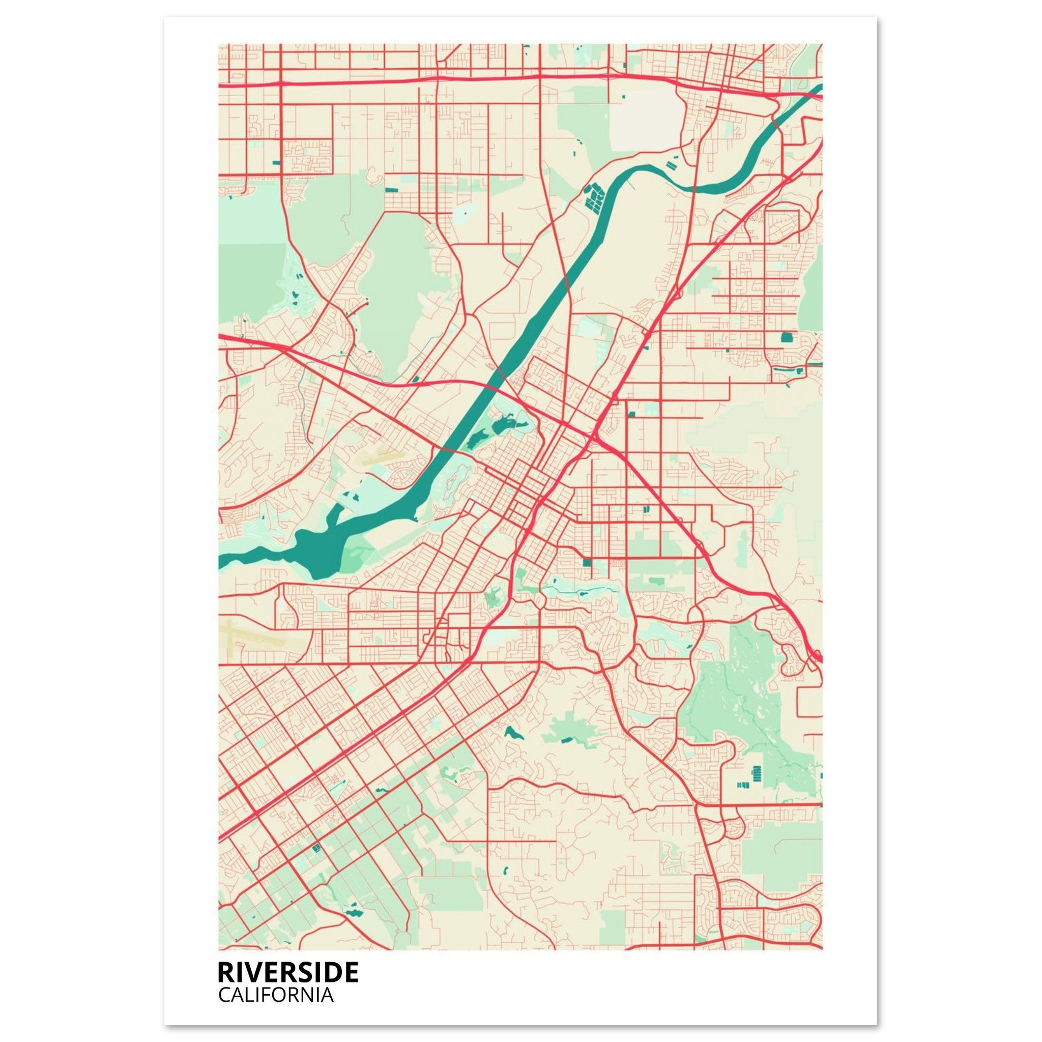 riverside map poster print