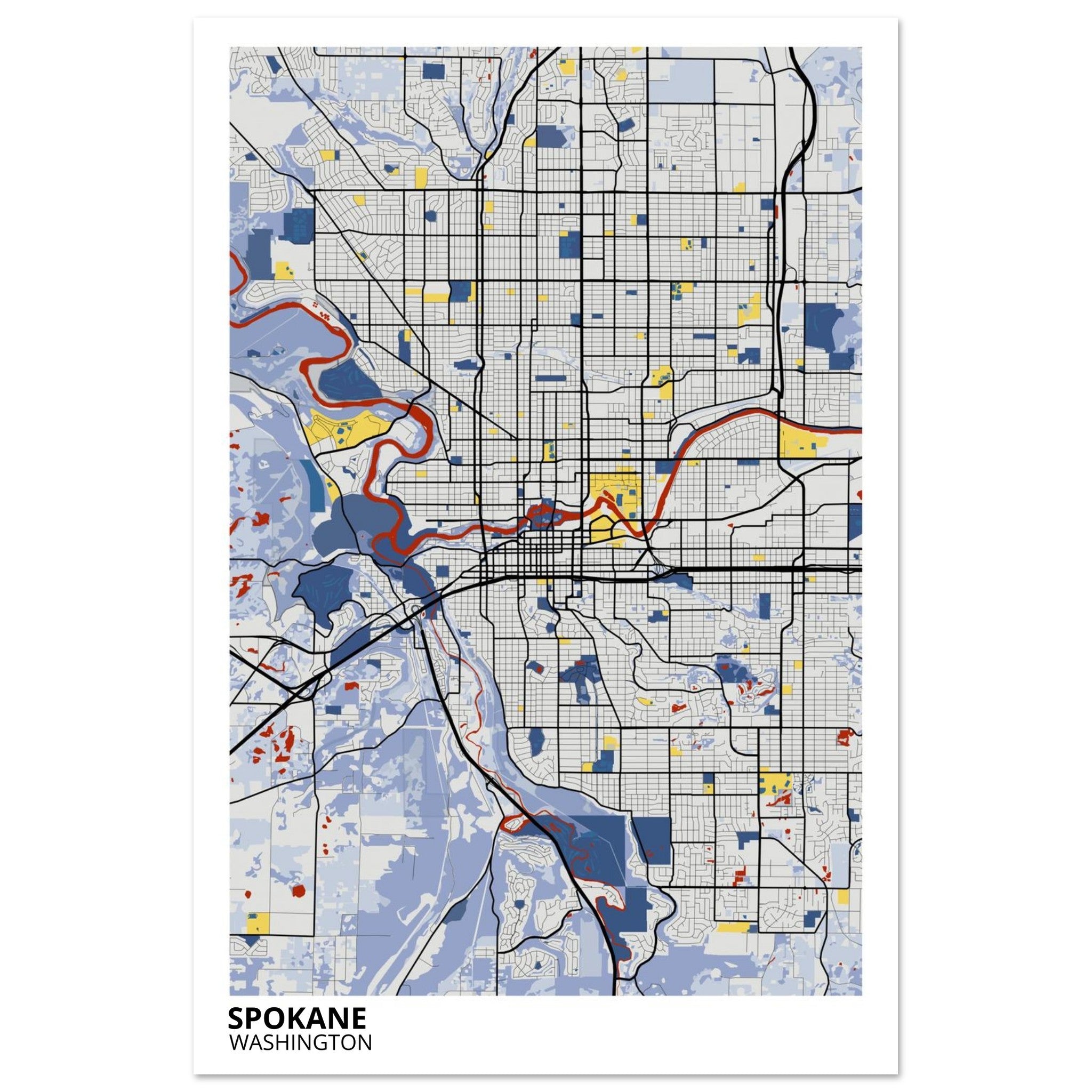 spokane map poster print