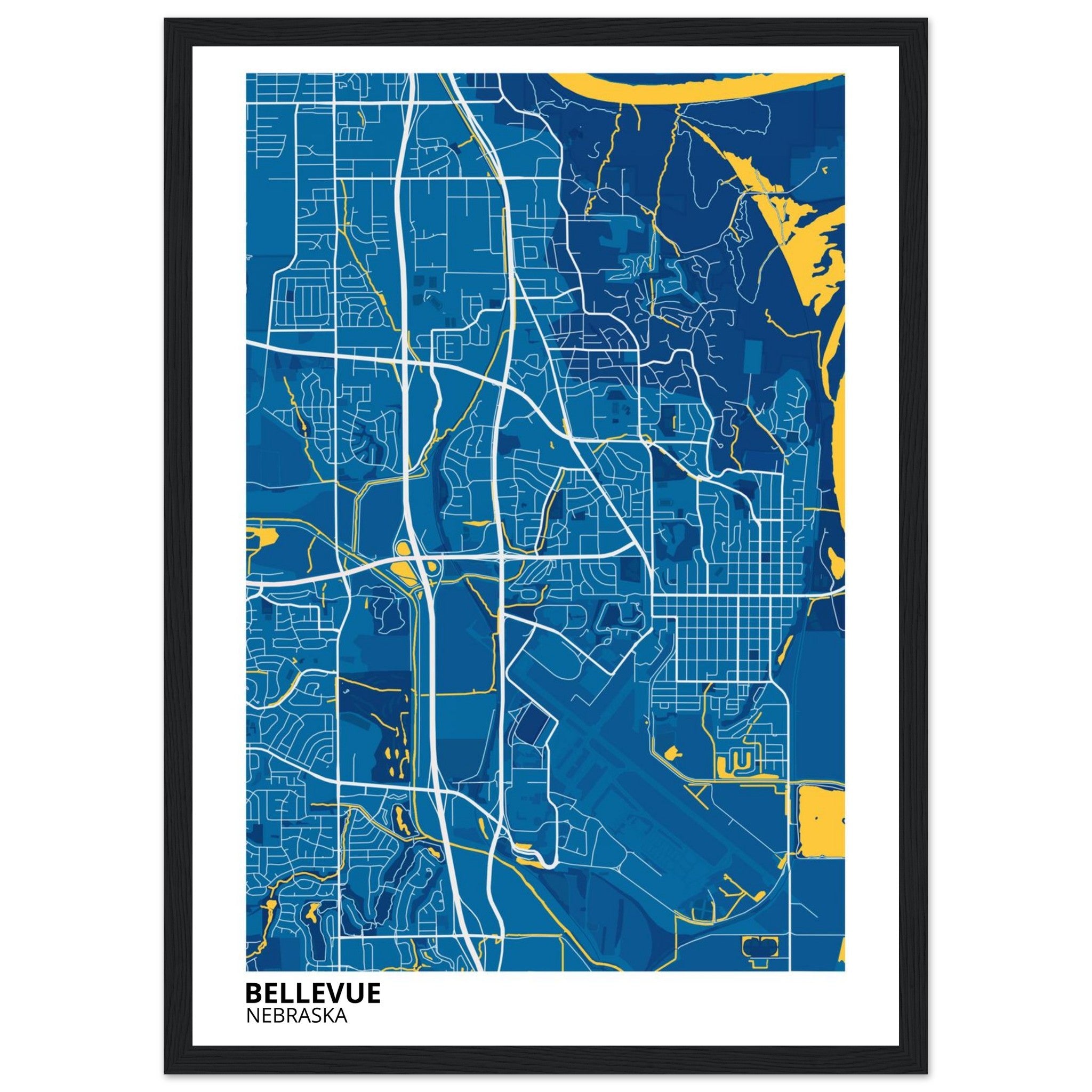 Bellevue Nebraska City Map Poster | Custom Map Art Print - Ink And Atlas