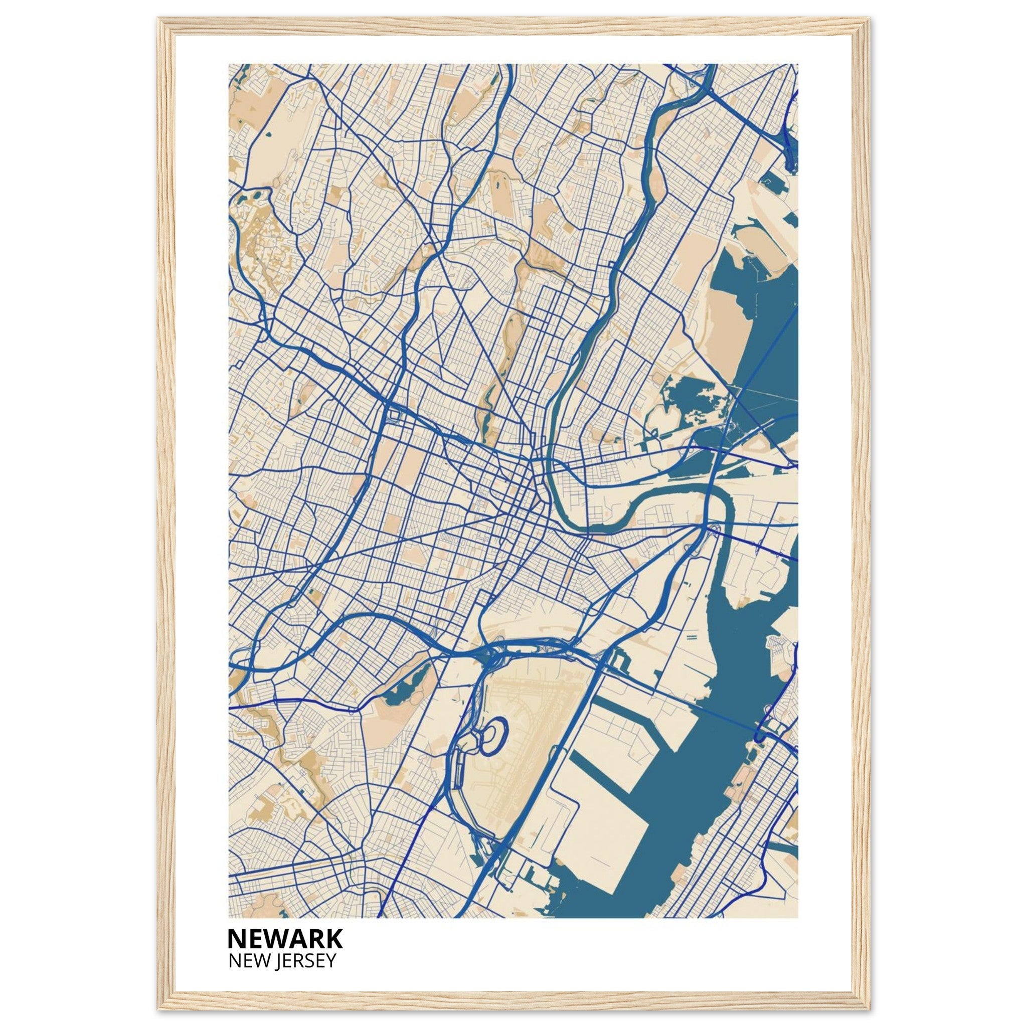 Newark New Jersey City Map Poster | Custom Map Art Print - Ink And Atlas