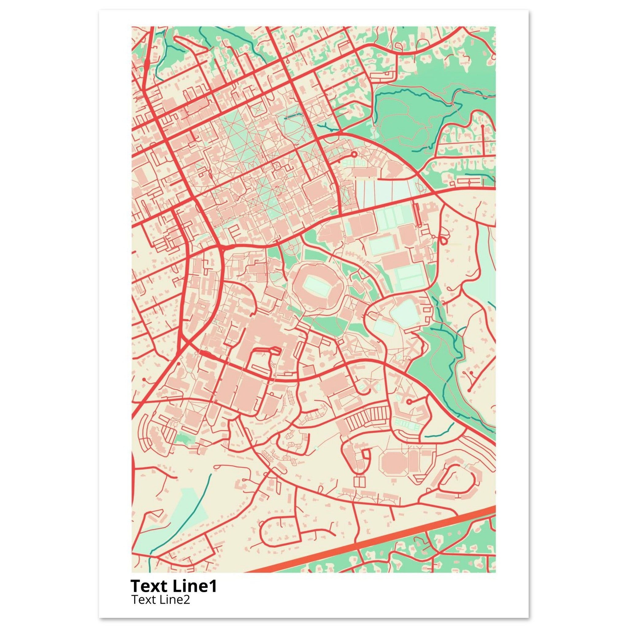 University of North Carolina at Chapel Hill Modern Campus Map Print - Ink And Atlas