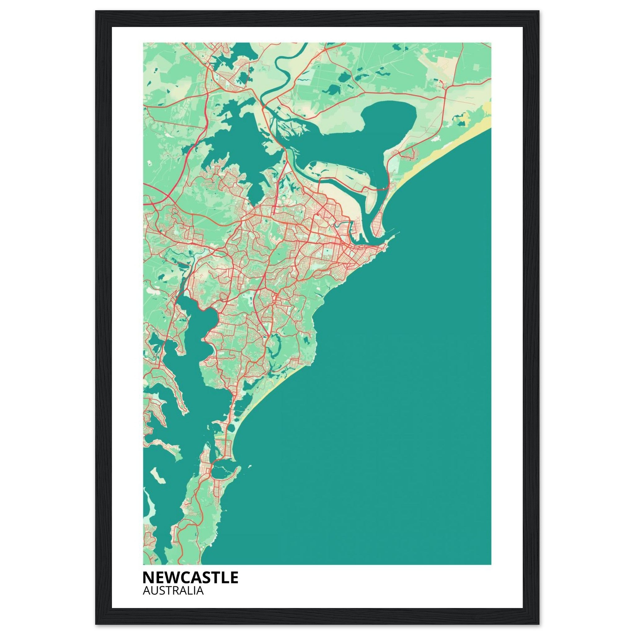 Newcastle Australia City Map Poster | Custom Map Art Print - Ink And Atlas