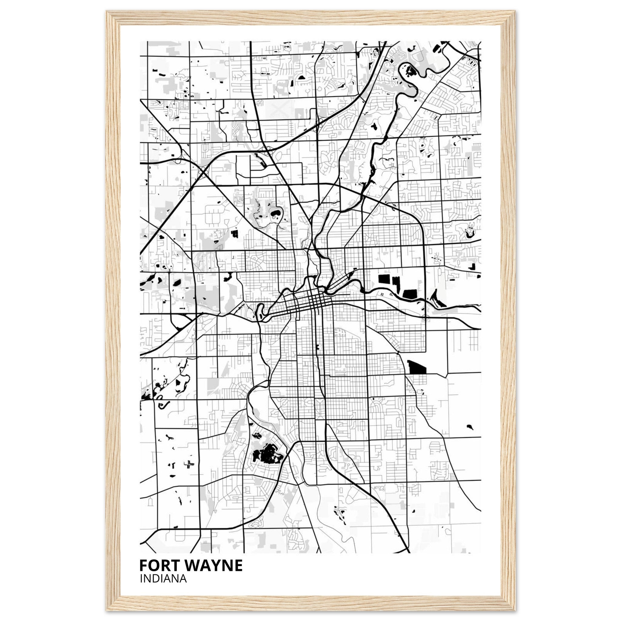 Fort Wayne Indiana City Map Poster | Custom Map Art Print - Ink And Atlas