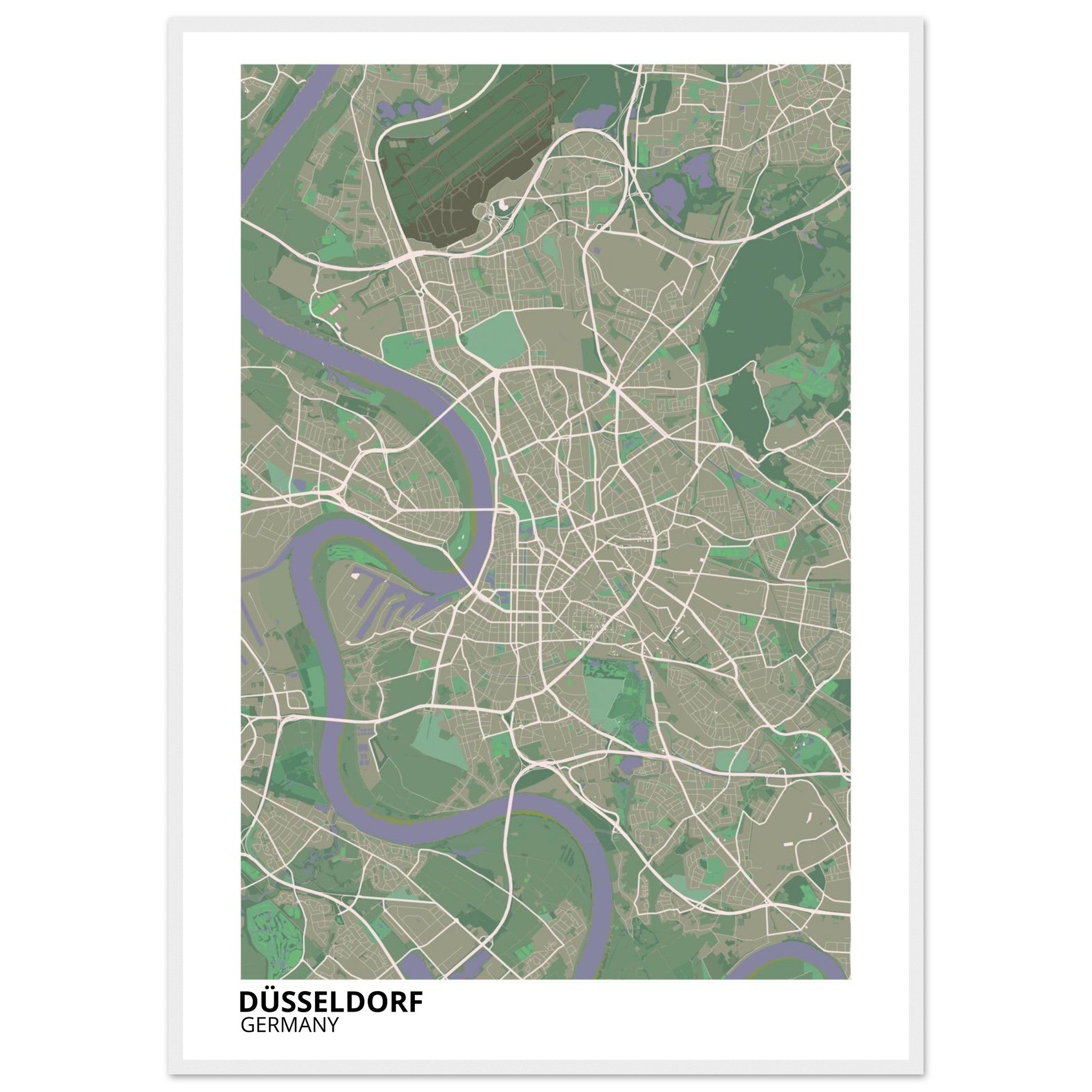 Düsseldorf Germany City Map Poster | Custom Map Art Print - Ink And Atlas