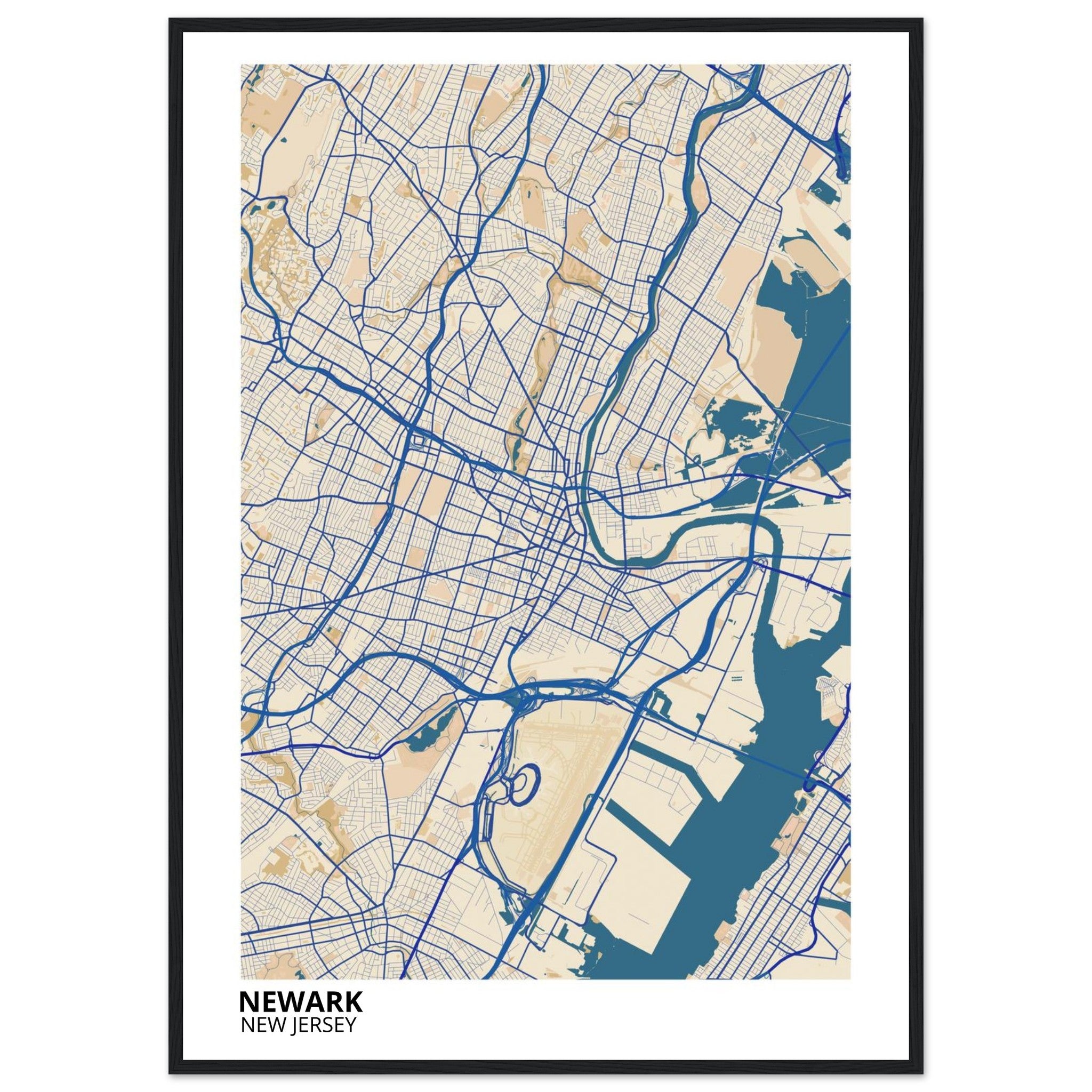 Newark New Jersey City Map Poster | Custom Map Art Print - Ink And Atlas