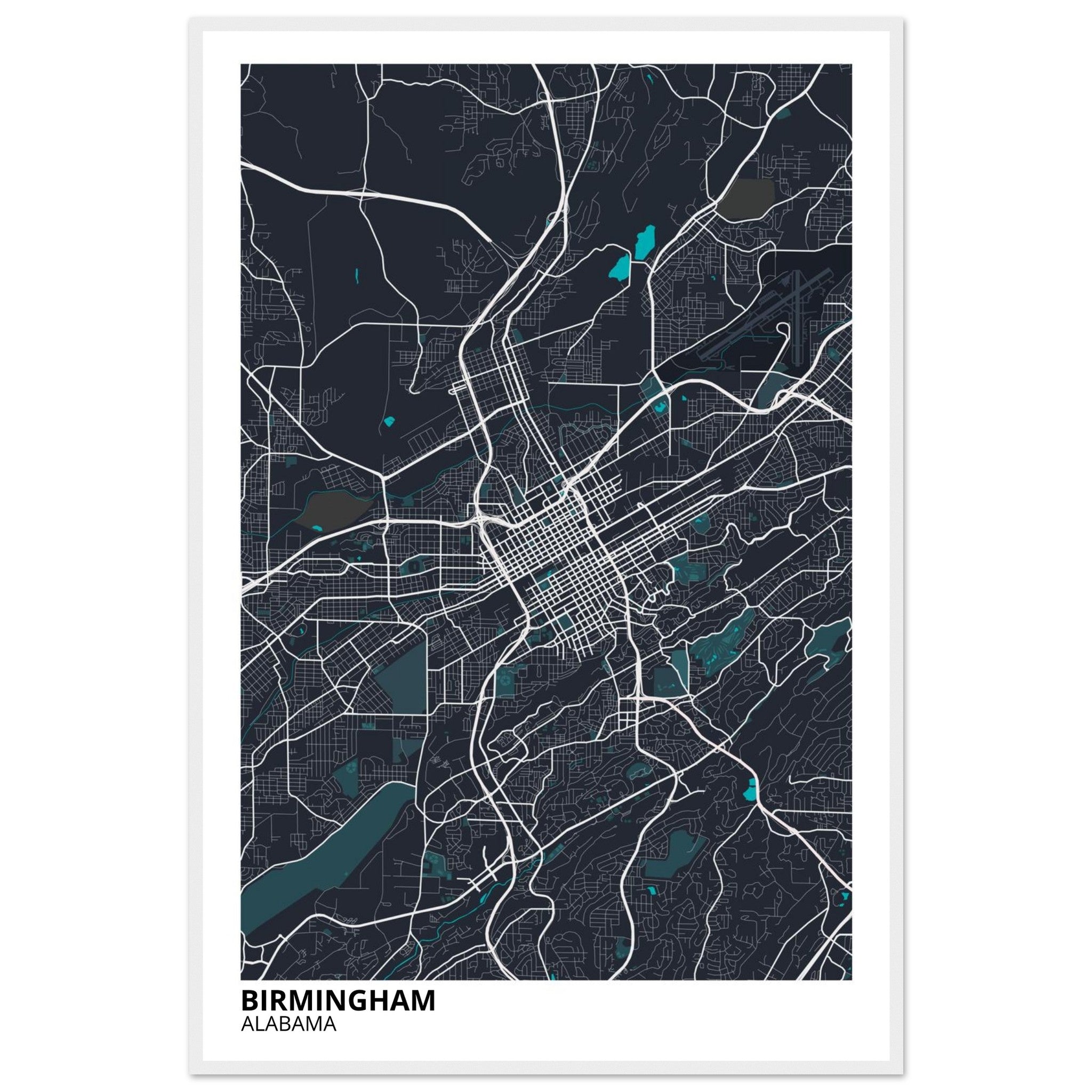 birmingham map poster print