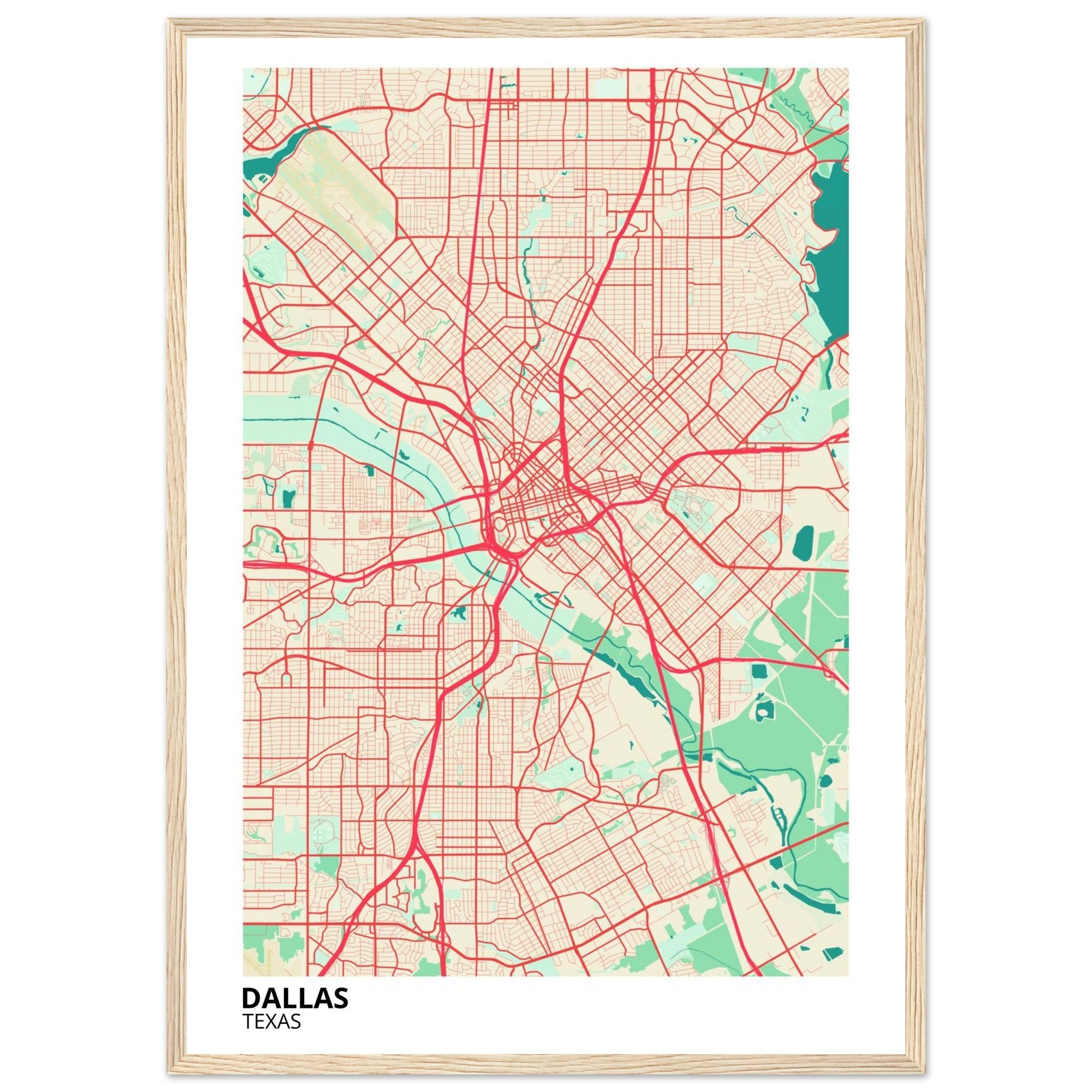 dallas map poster print