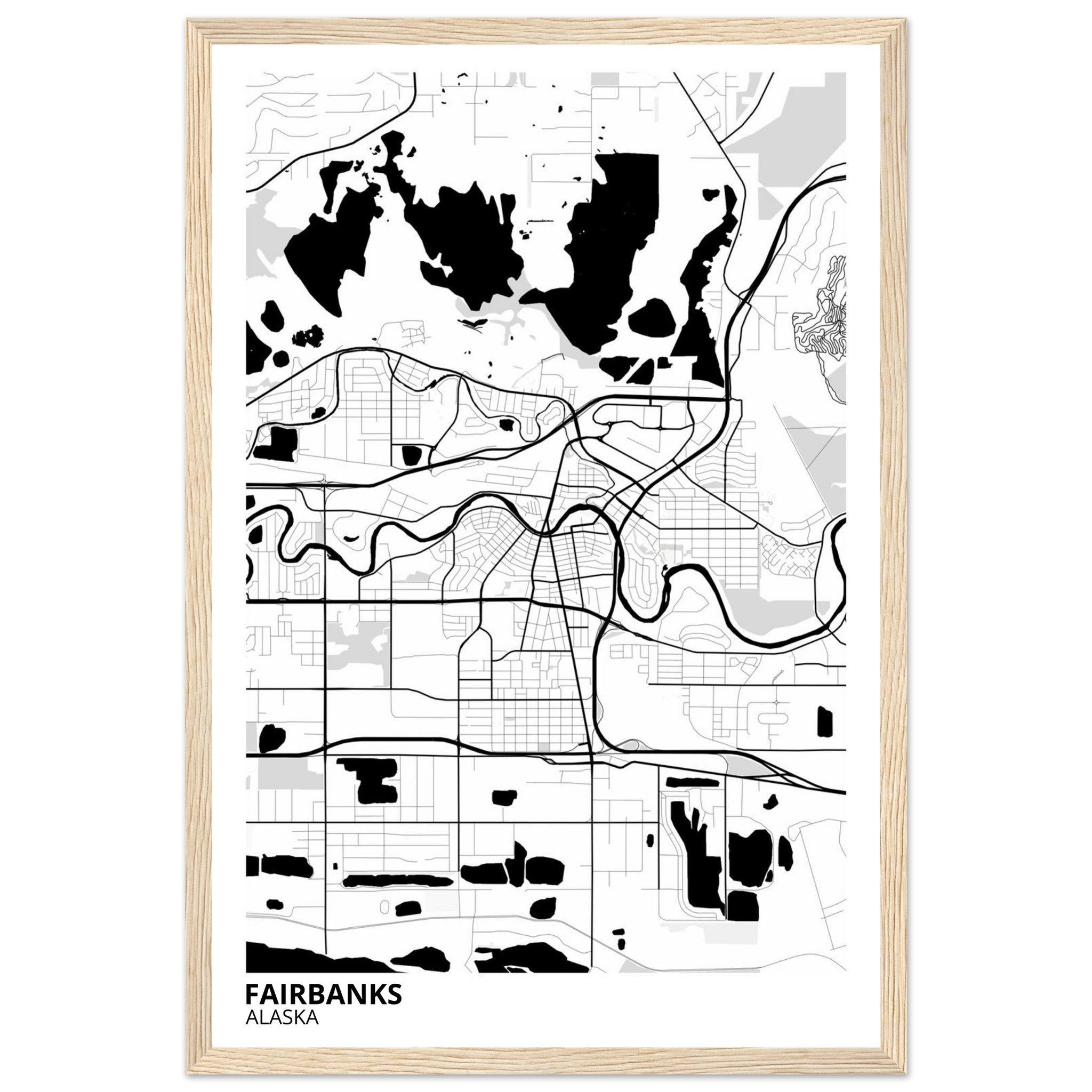 Fairbanks Alaska City Map Poster | Custom Map Art Print - Ink And Atlas