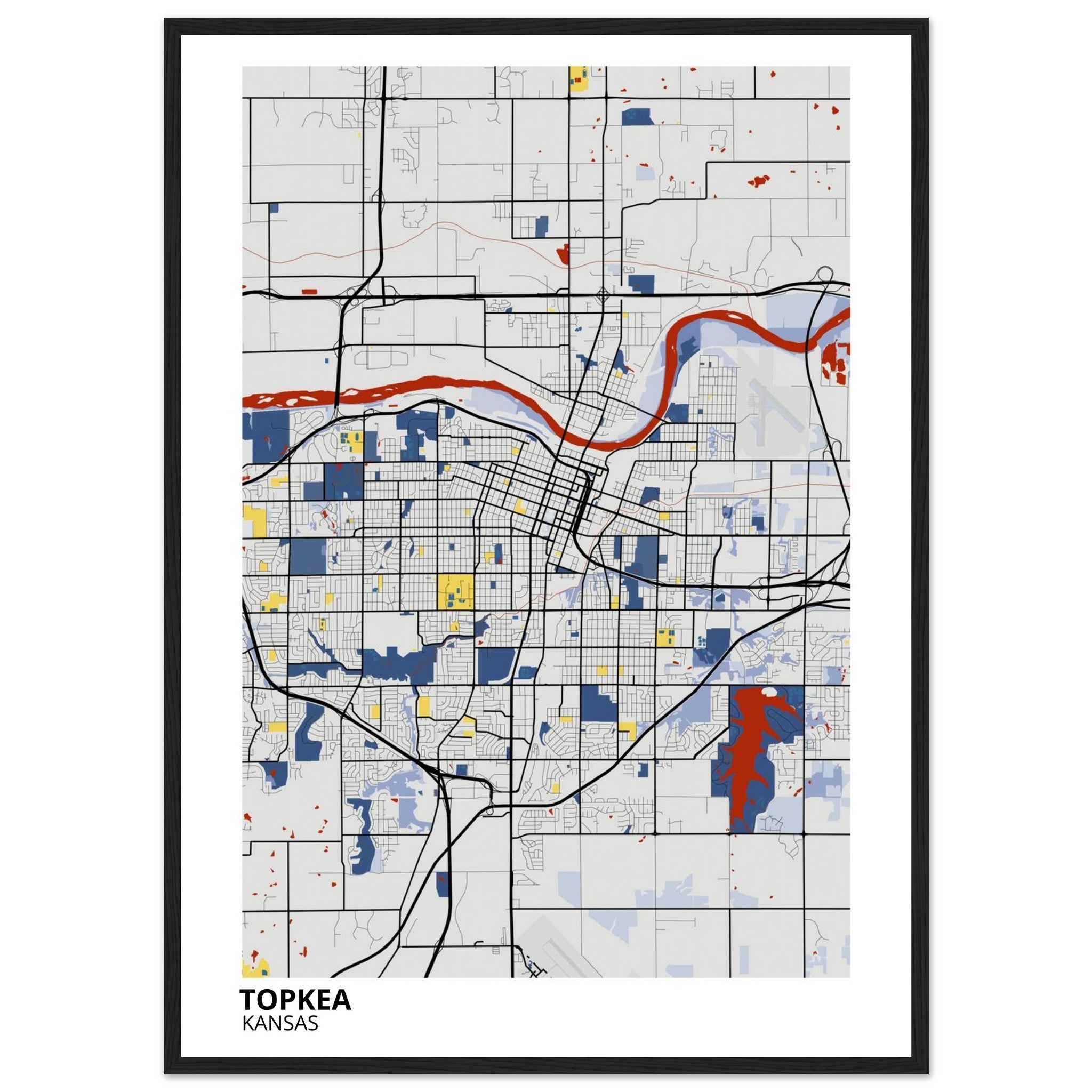 topeka map poster print