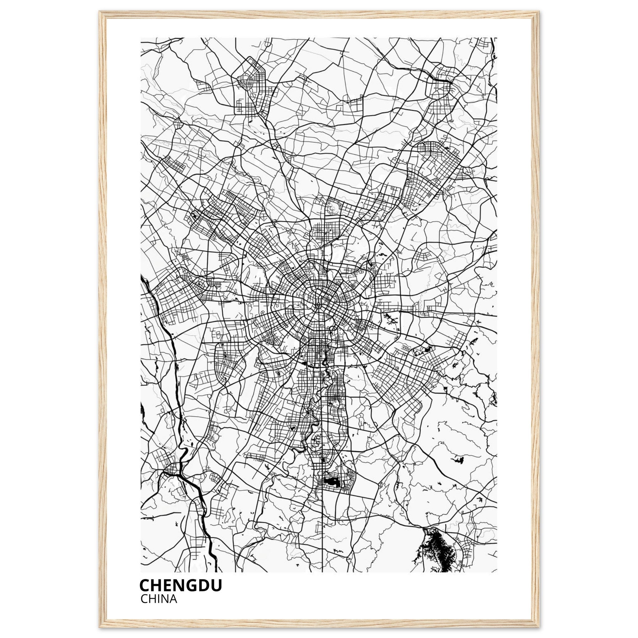 chengdu china map poster print