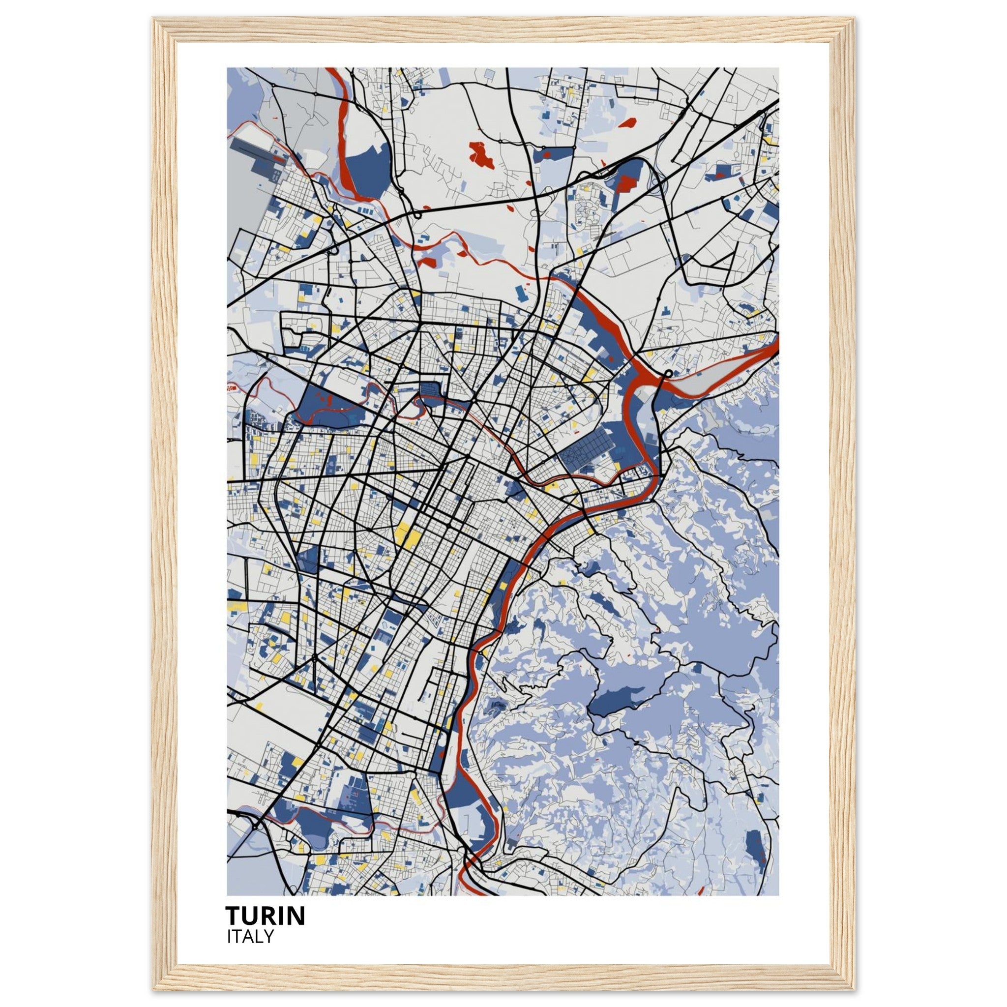 Turin Italy City Map Poster | Custom Map Art Print - Ink And Atlas
