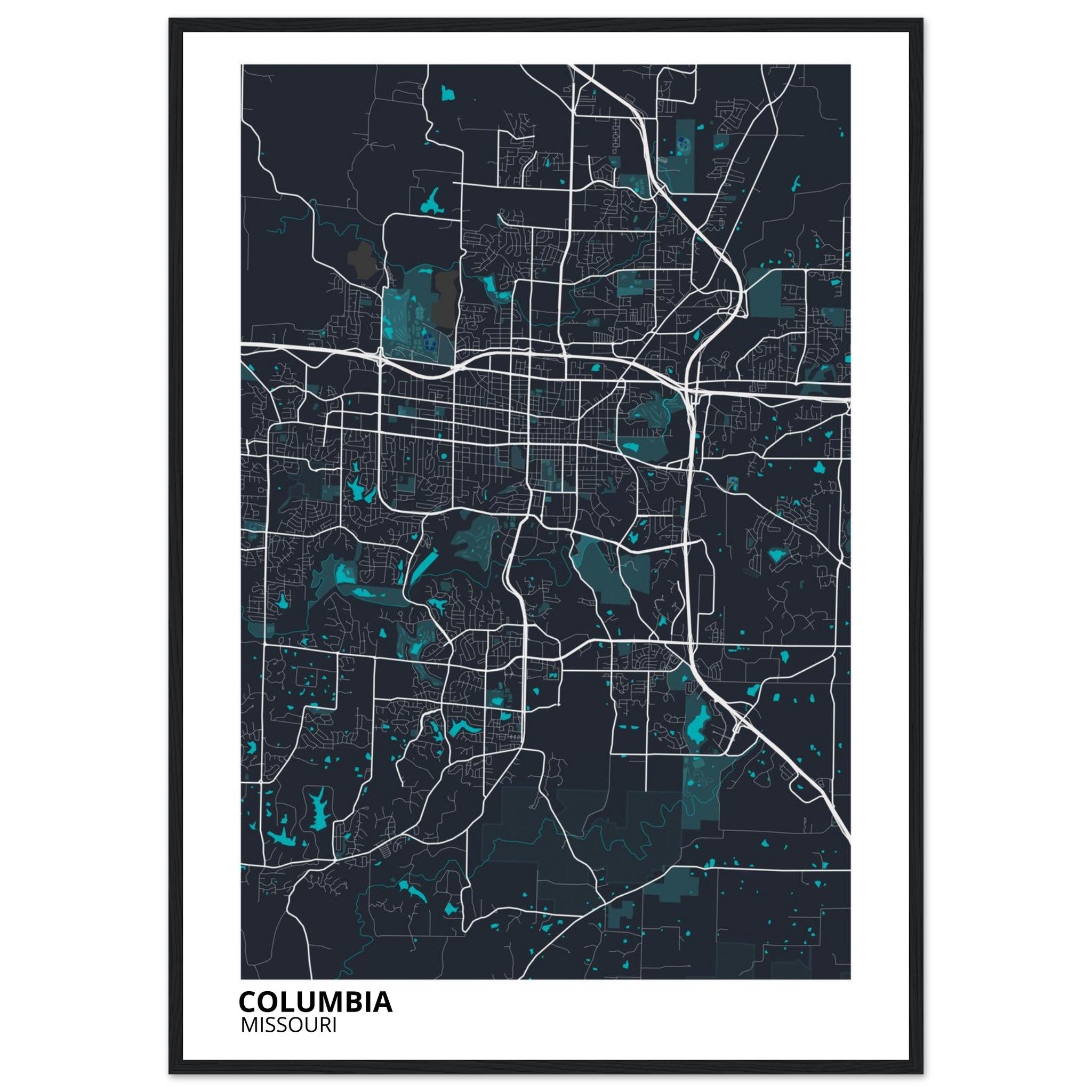 Columbia Missouri City Map Poster | Custom Map Art Print - Ink And Atlas