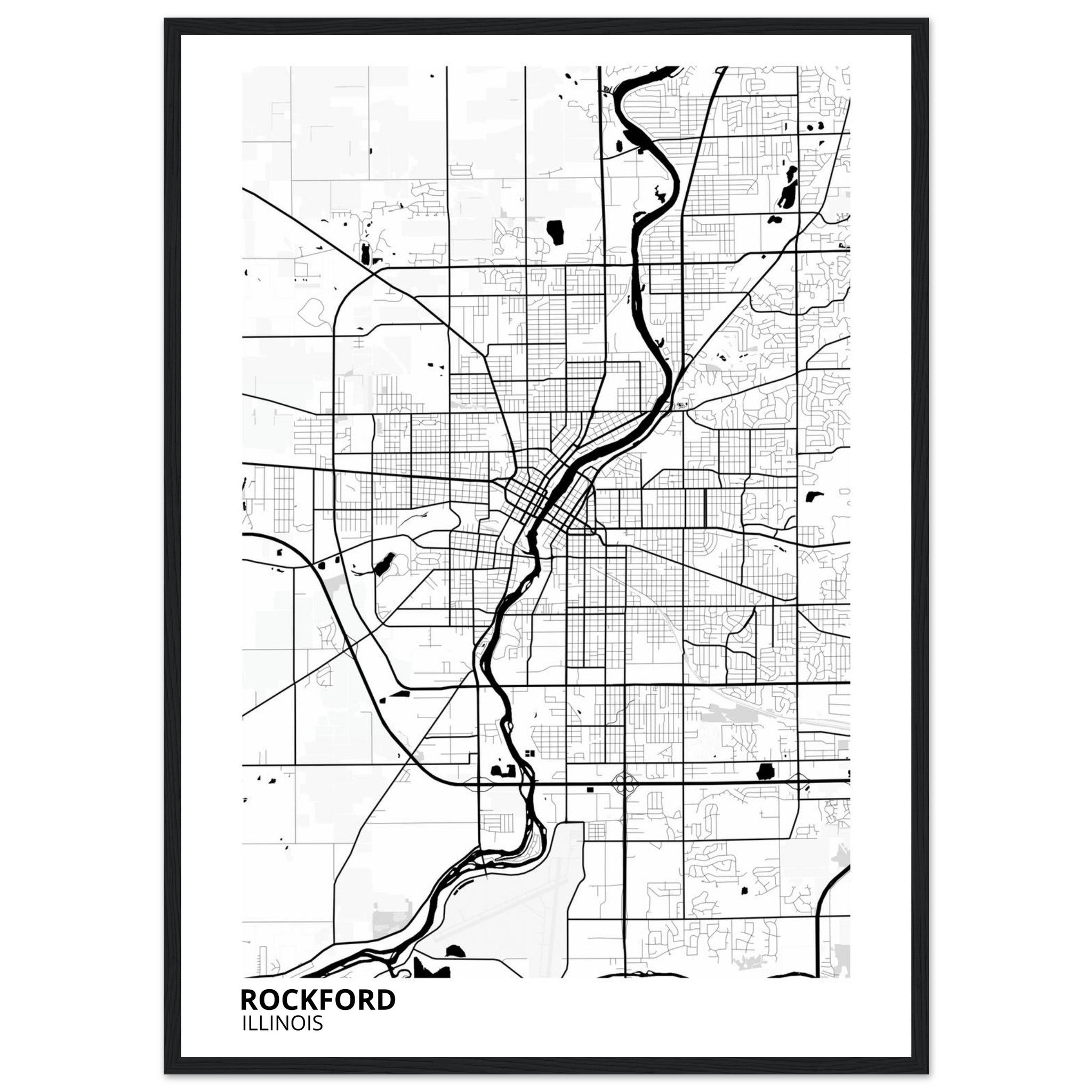 Rockford Illinois City Map Poster | Custom Map Art Print - Ink And Atlas