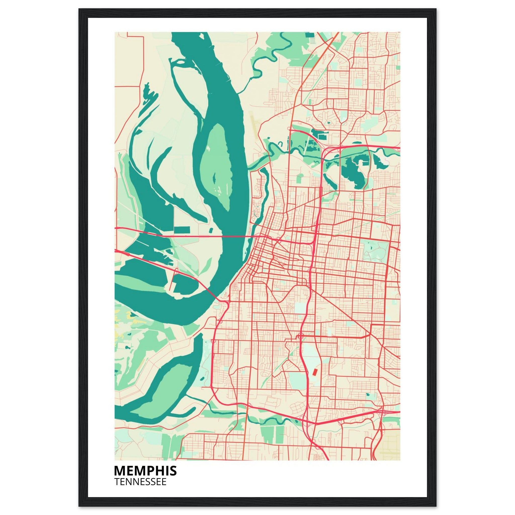 memphis map poster print