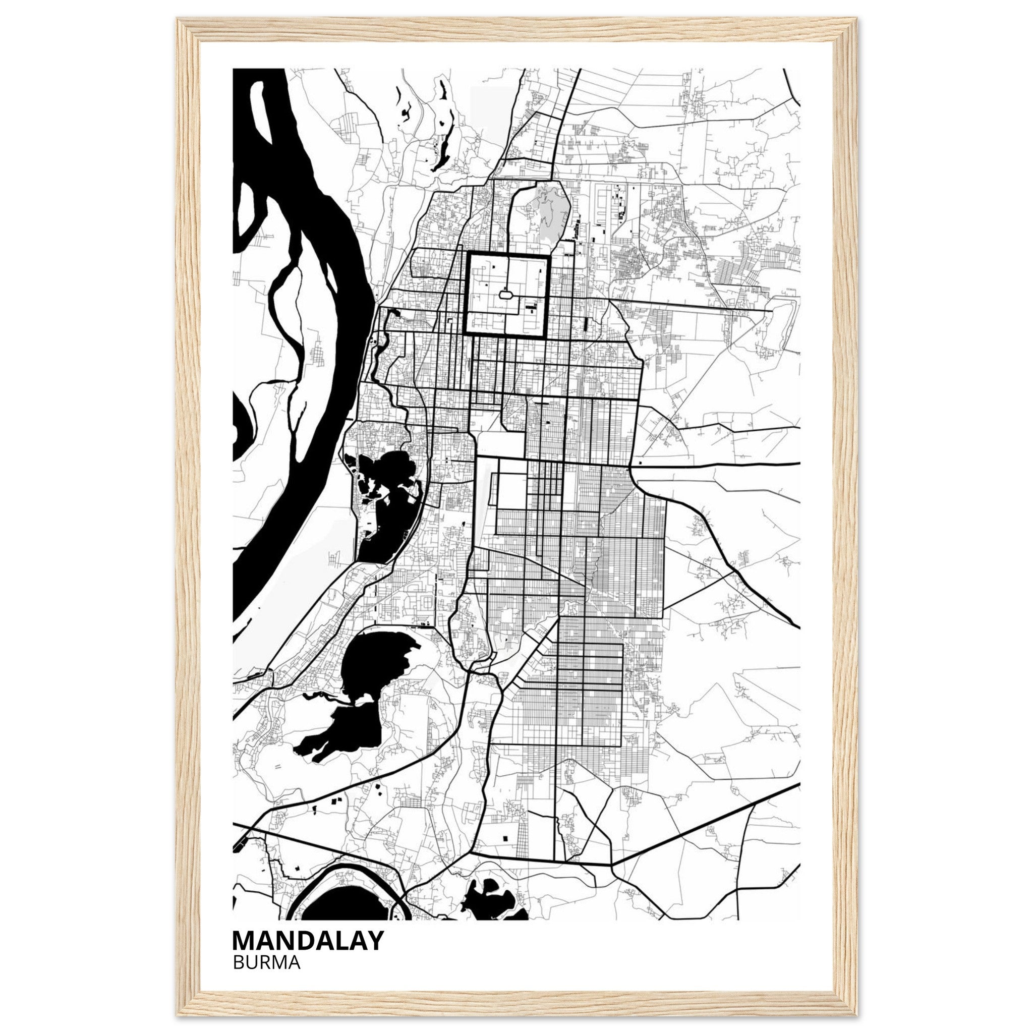Mandalay Burma City Map Poster | Custom Map Art Print - Ink And Atlas