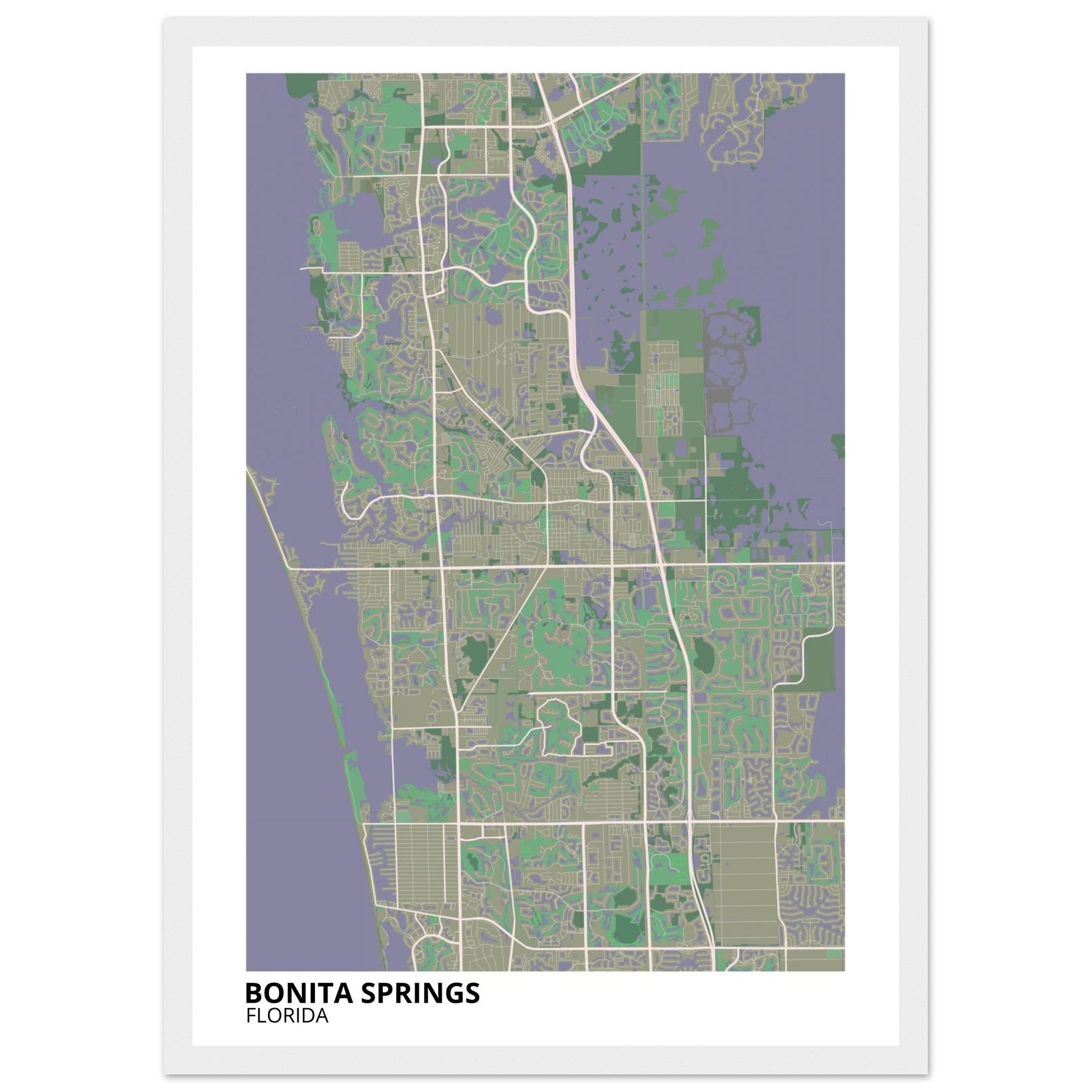 bonita springs map poster print