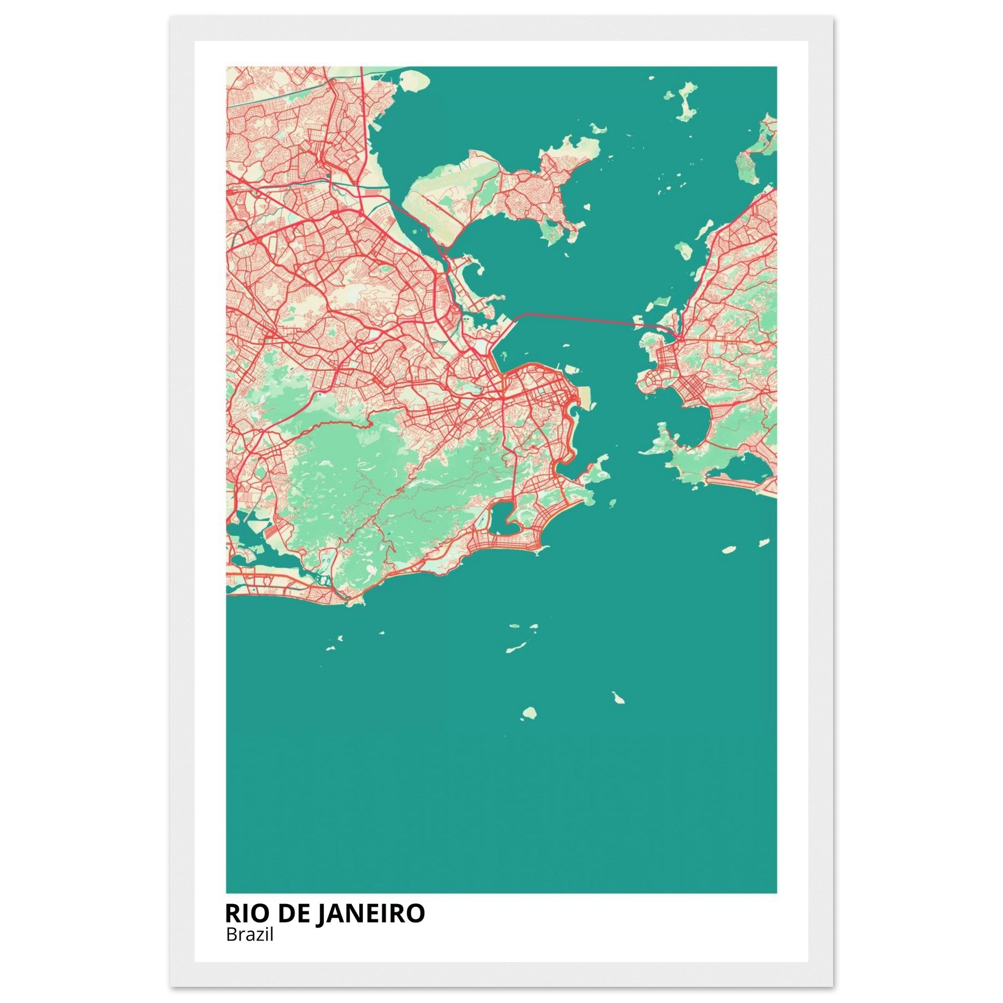 Rio De Janeiro Brazil City Map Poster | Custom Map Art Print - Ink And Atlas