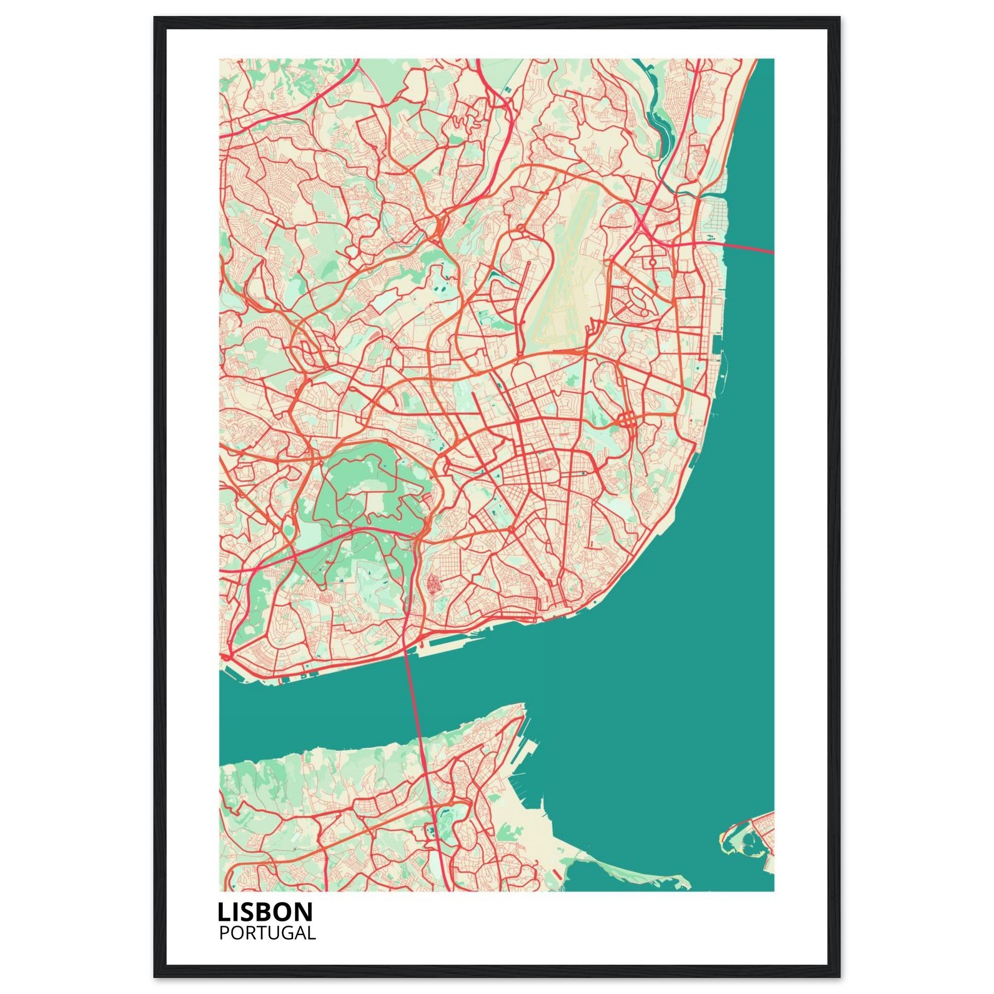 Lisbon Portugal City Map Poster | Custom Map Art Print - Ink And Atlas