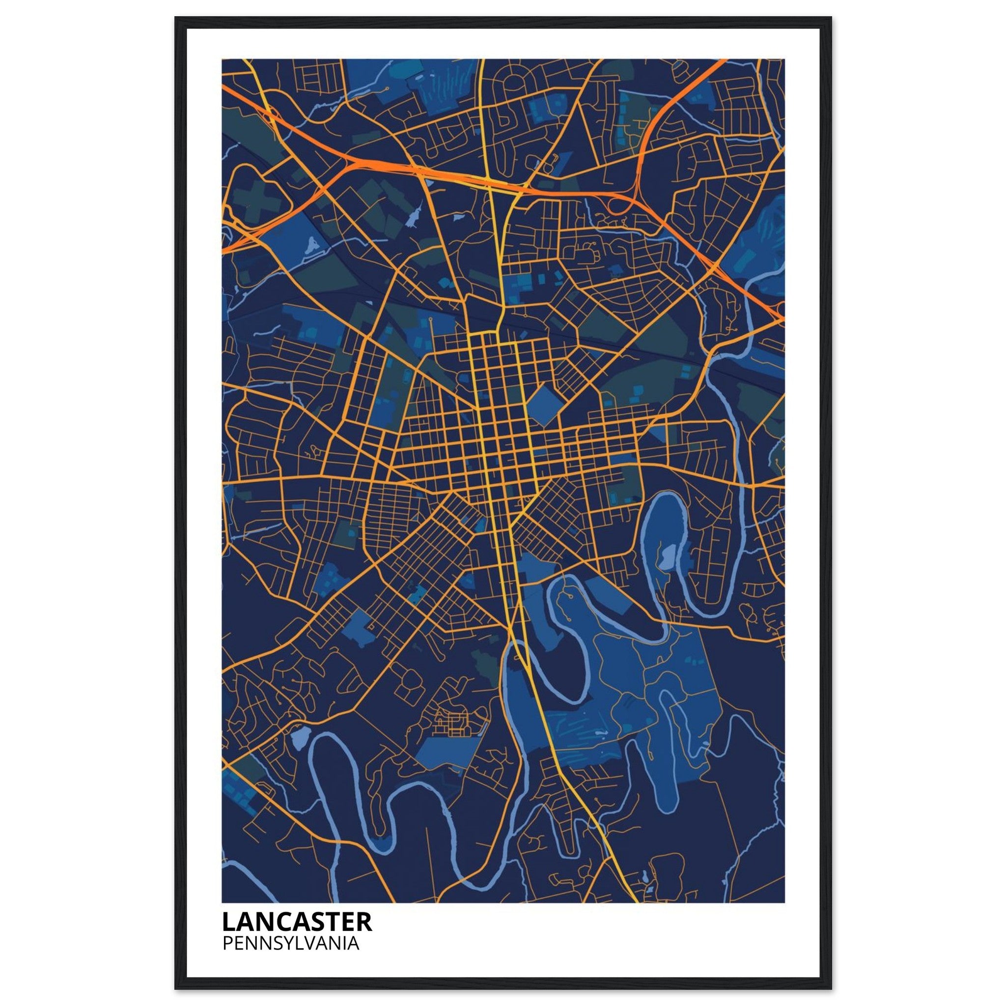 Lancaster Pennsylvania City Map Poster | Custom Map Art Print - Ink And Atlas