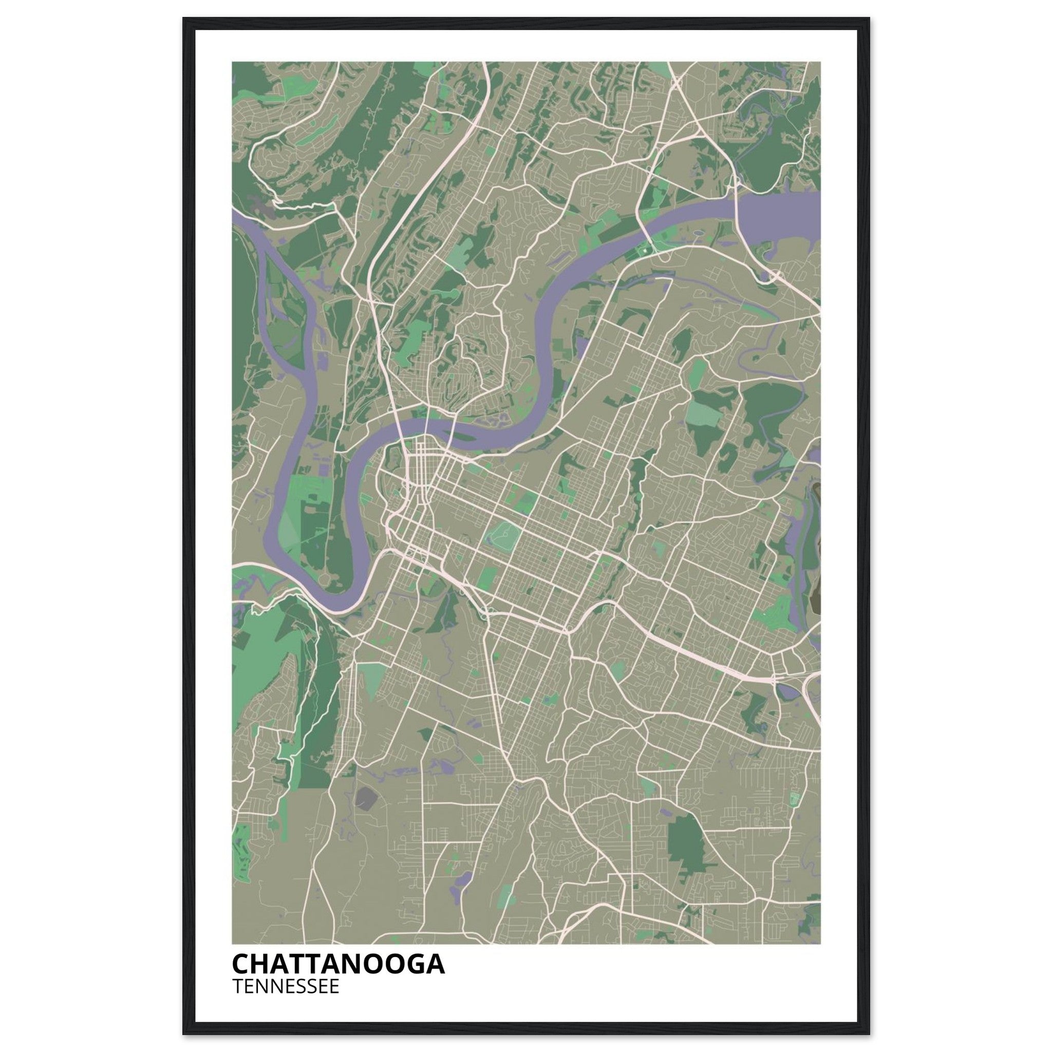 Chattanooga Tennessee City Map Poster | Custom Map Art Print - Ink And Atlas
