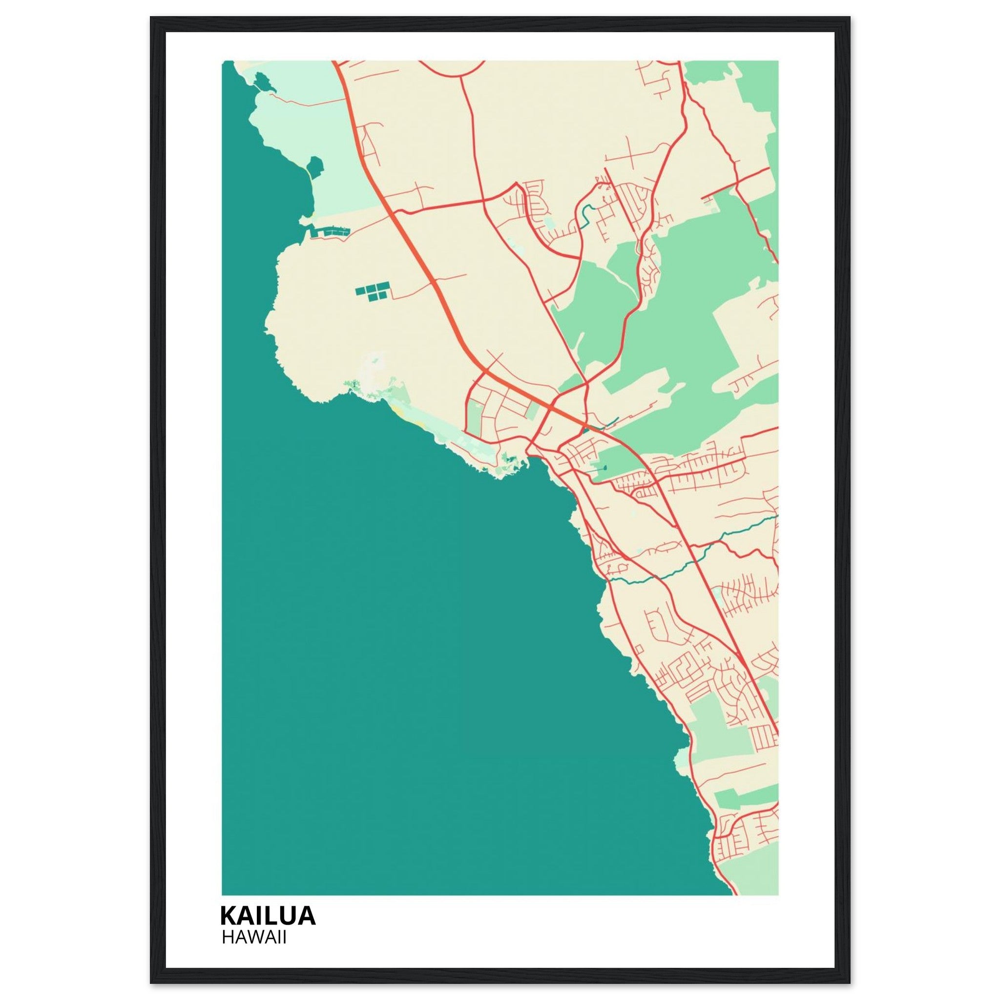 Kailua Hawaii City Map Poster | Custom Map Art Print - Ink And Atlas