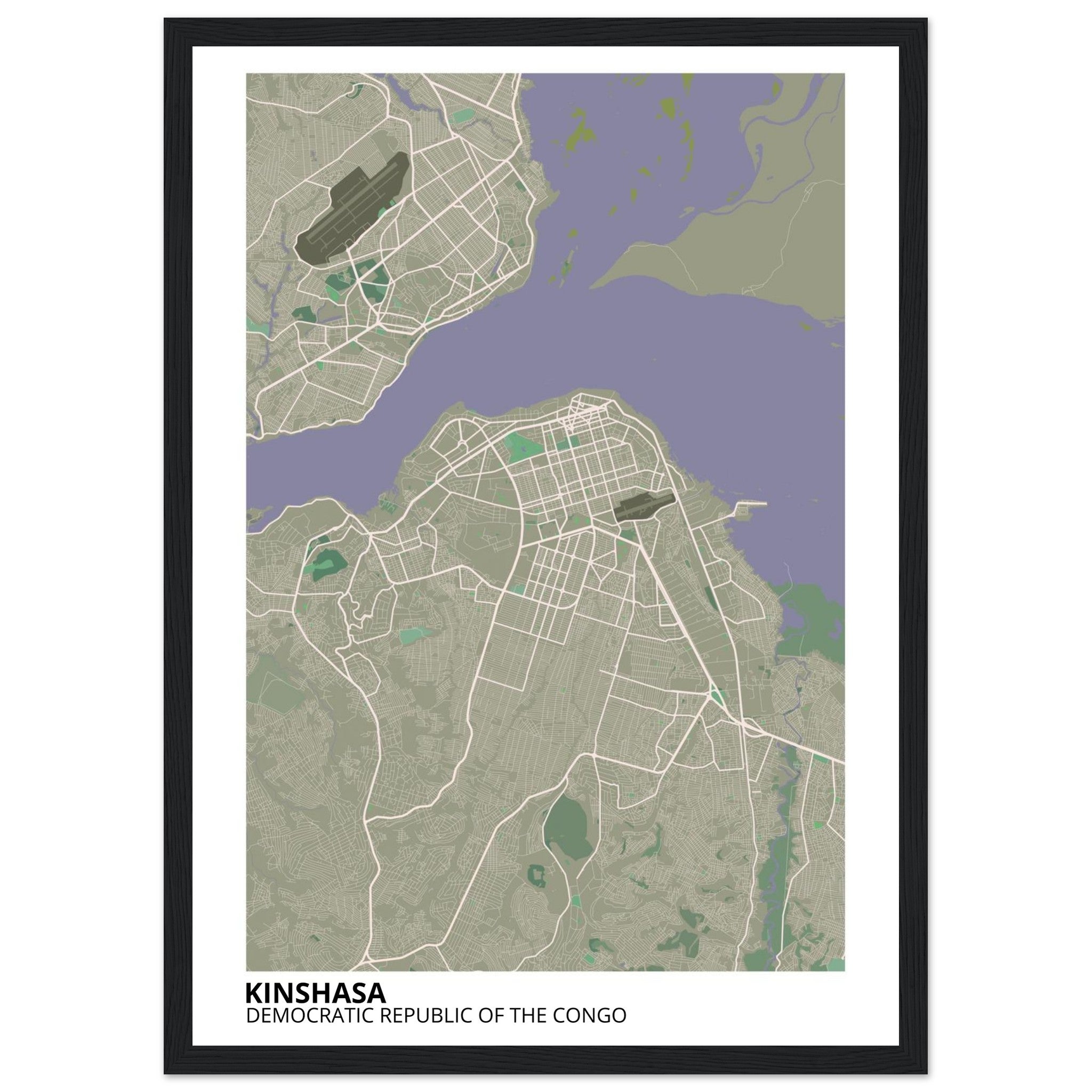 Kinshasa Congo City Map Poster | Custom Map Art Print - Ink And Atlas