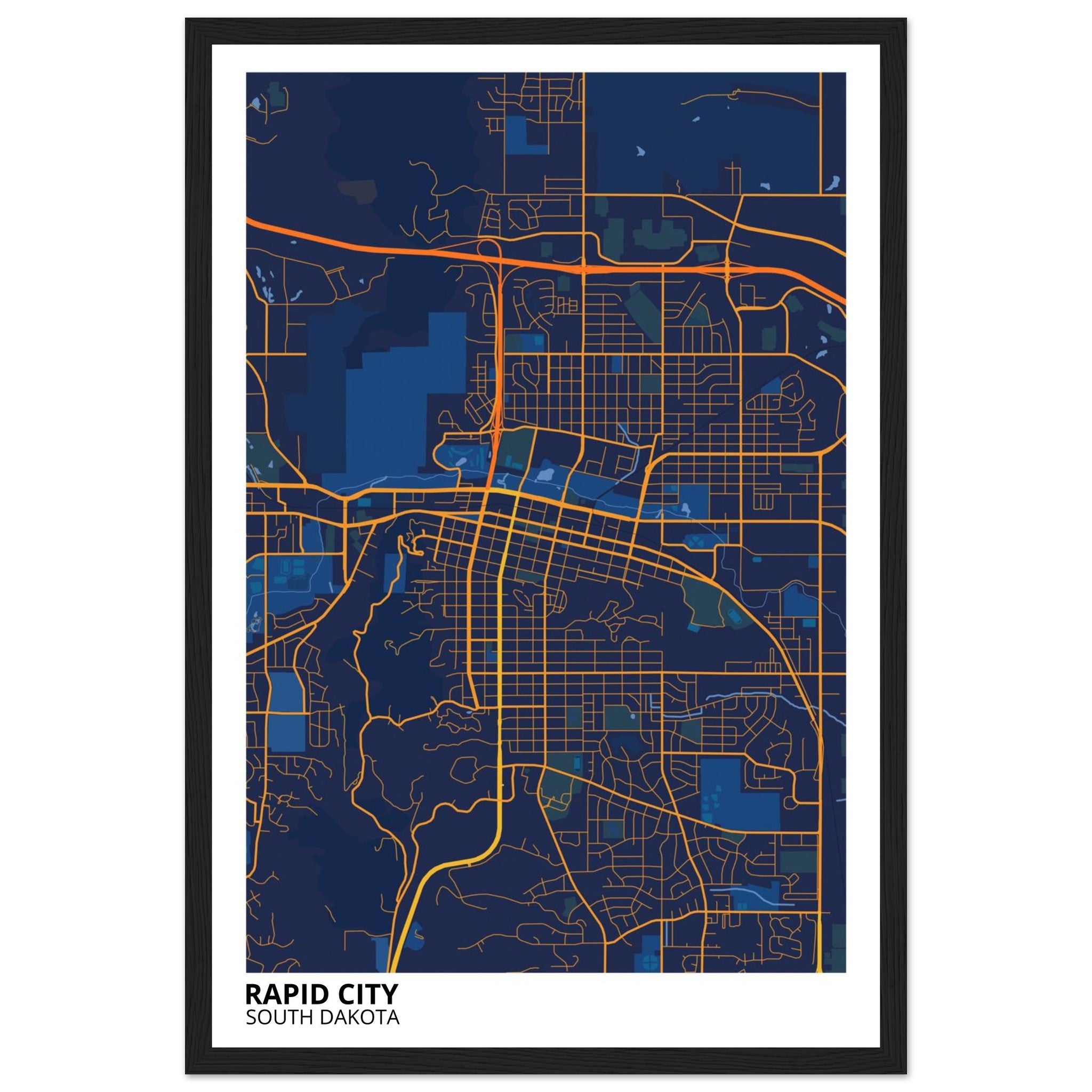 Rapid City South Dakota City Map Poster | Custom Map Art Print - Ink And Atlas