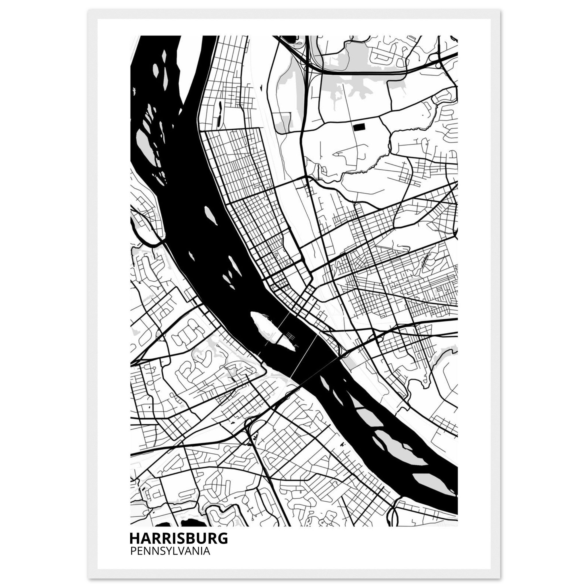 harrisburg map poster print