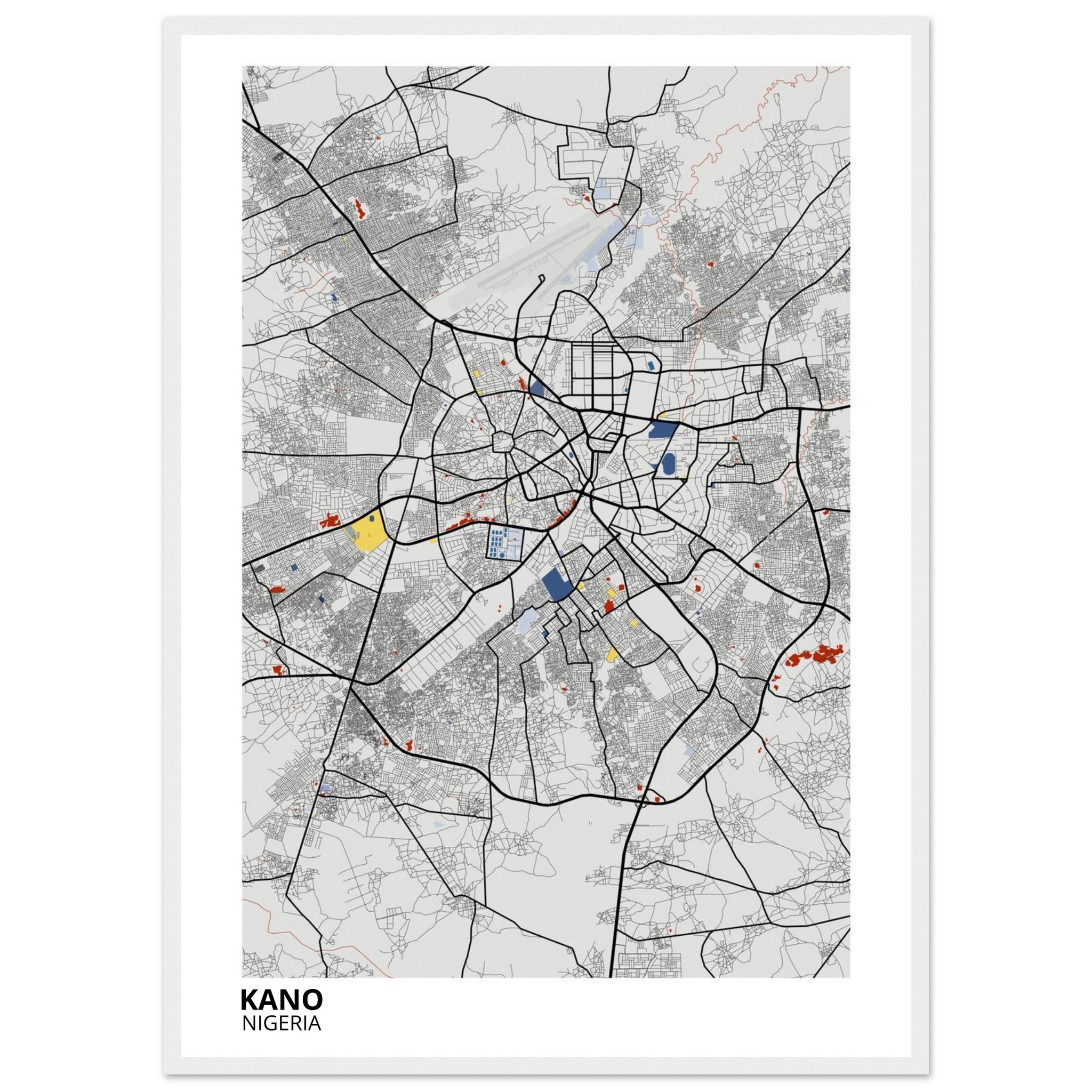 Kano Nigeria City Map Poster | Custom Map Art Print - Ink And Atlas