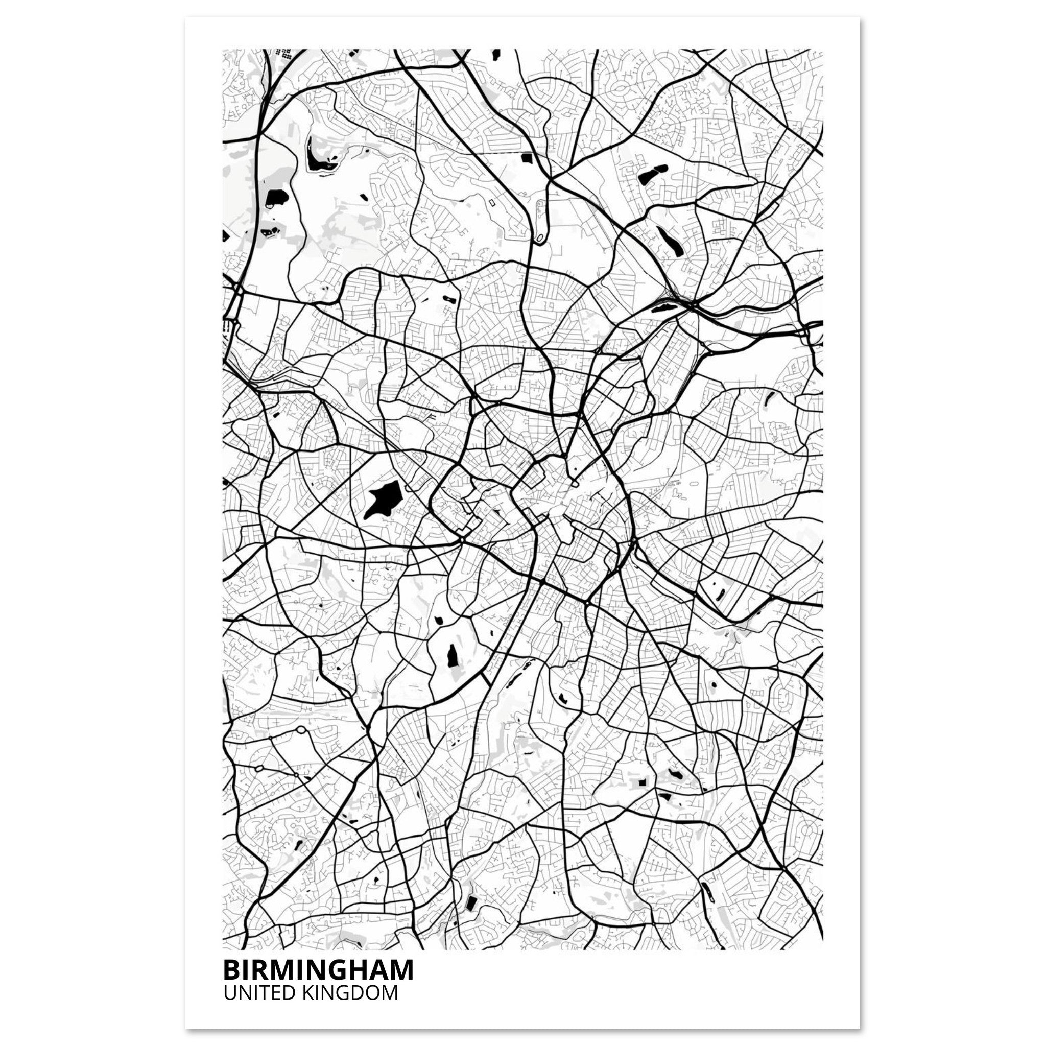 Birmingham United Kingdom City Map Poster | Custom Map Art Print - Ink And Atlas