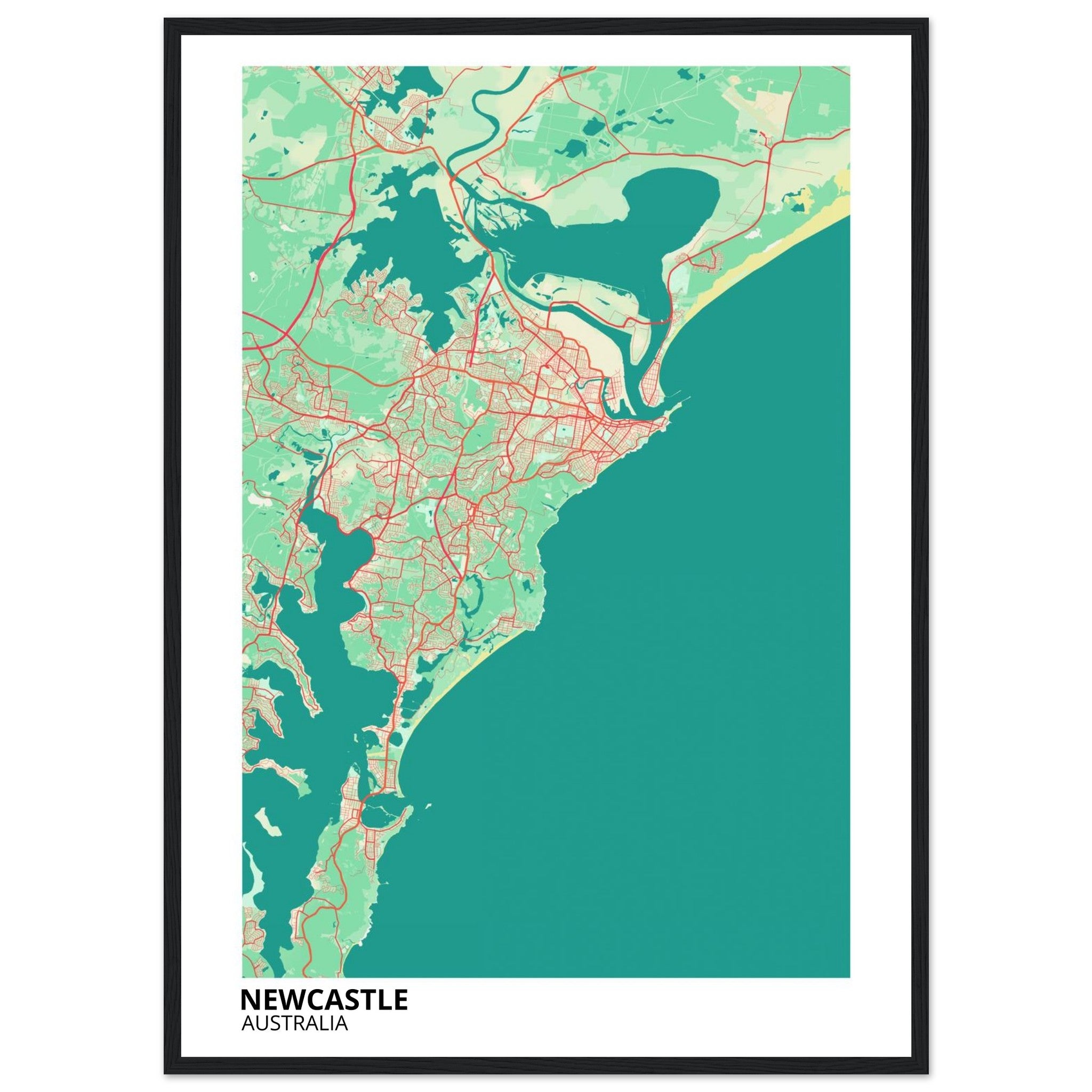 Newcastle Australia City Map Poster | Custom Map Art Print - Ink And Atlas
