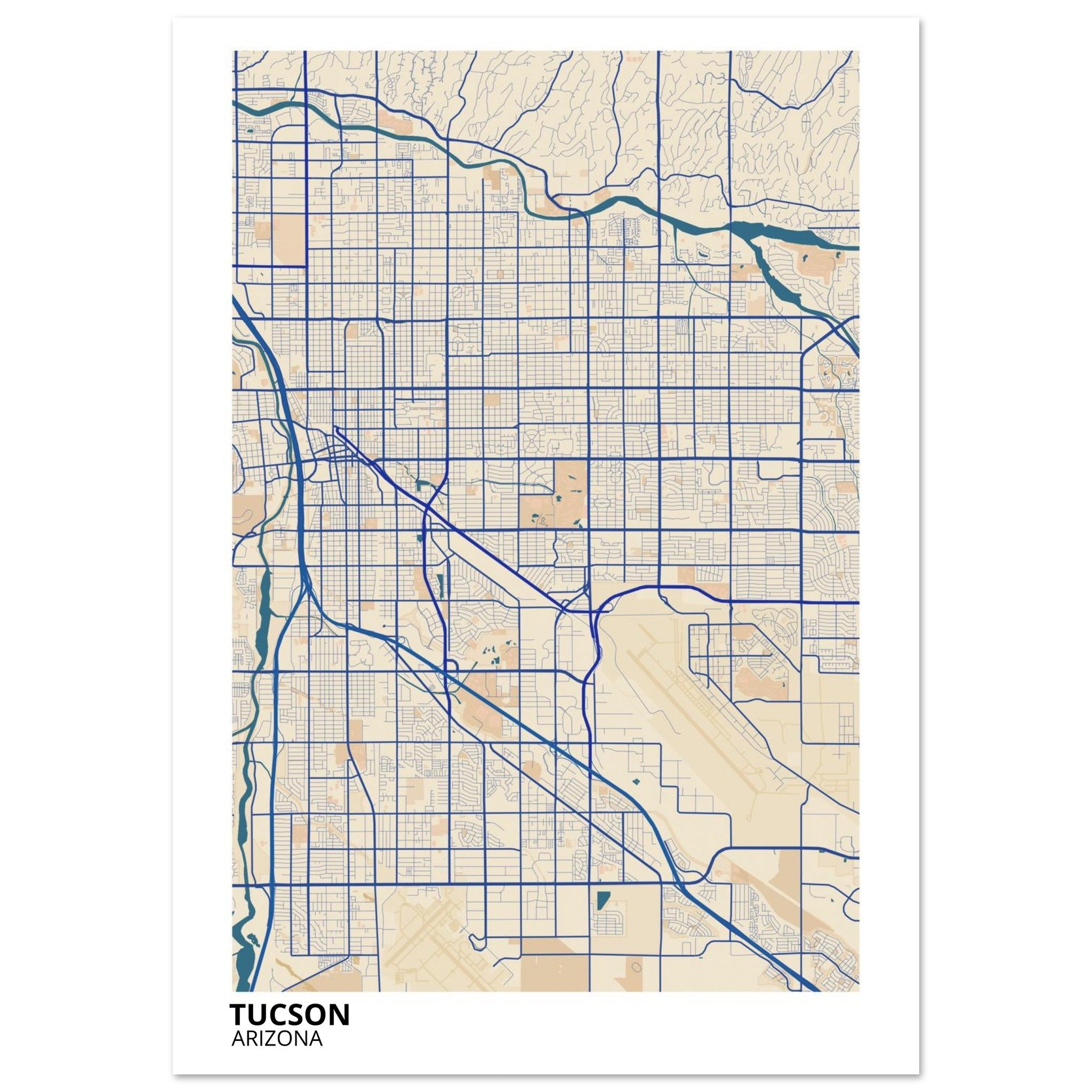 tucson map poster print