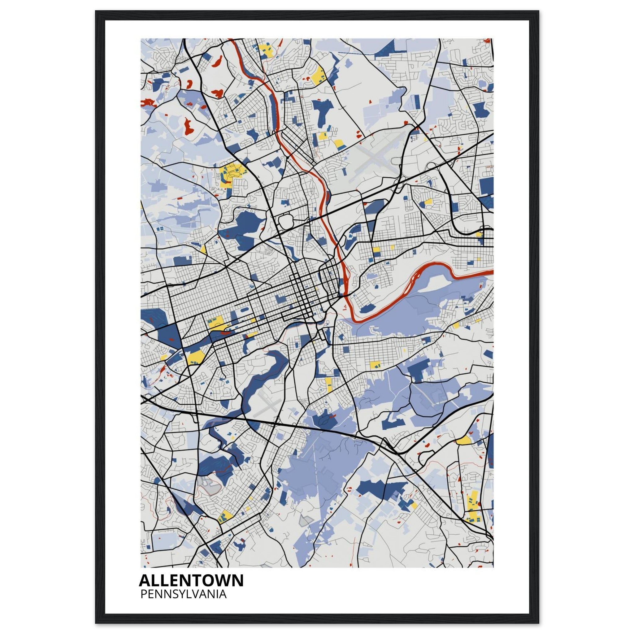 allentown map poster print