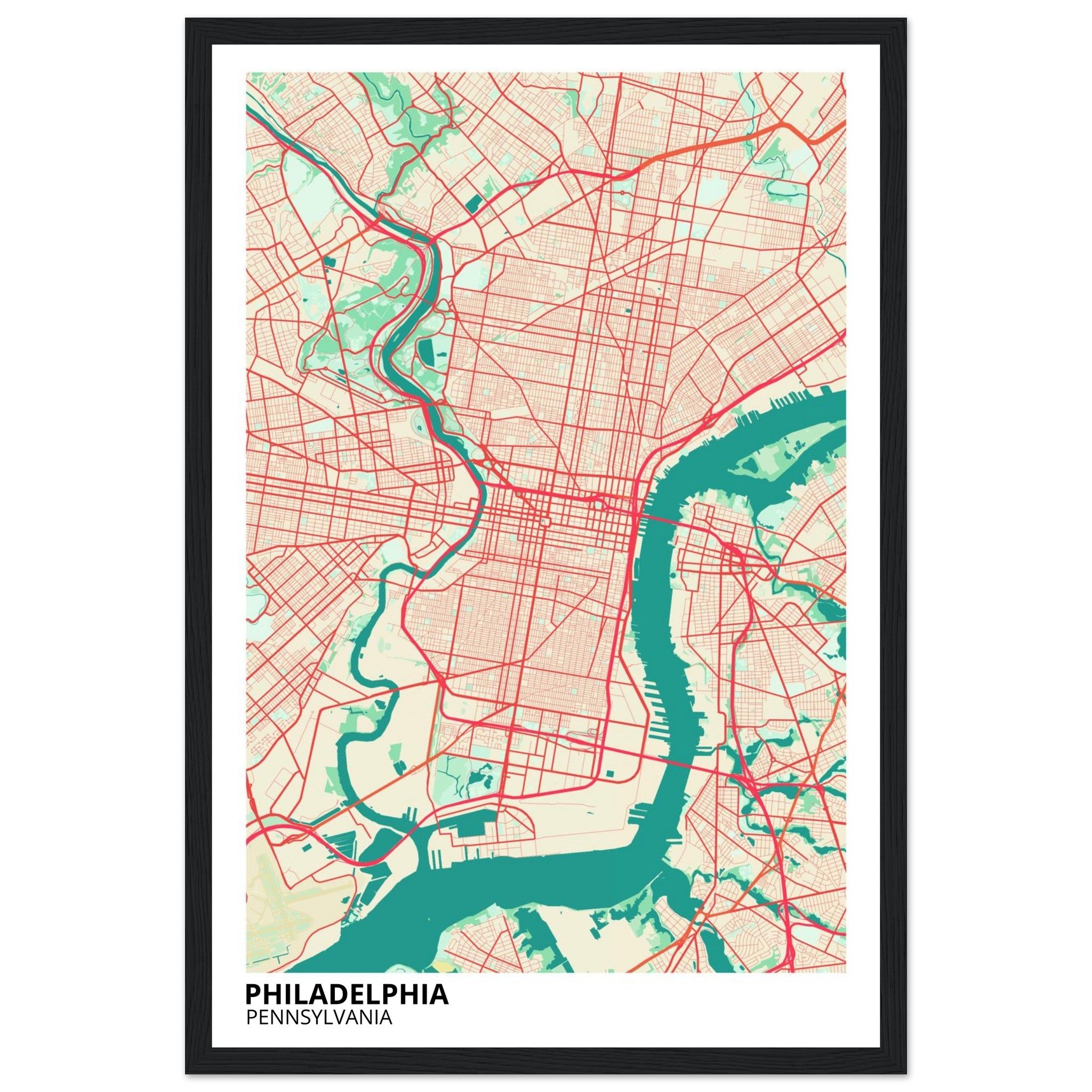 philadelphia map poster print